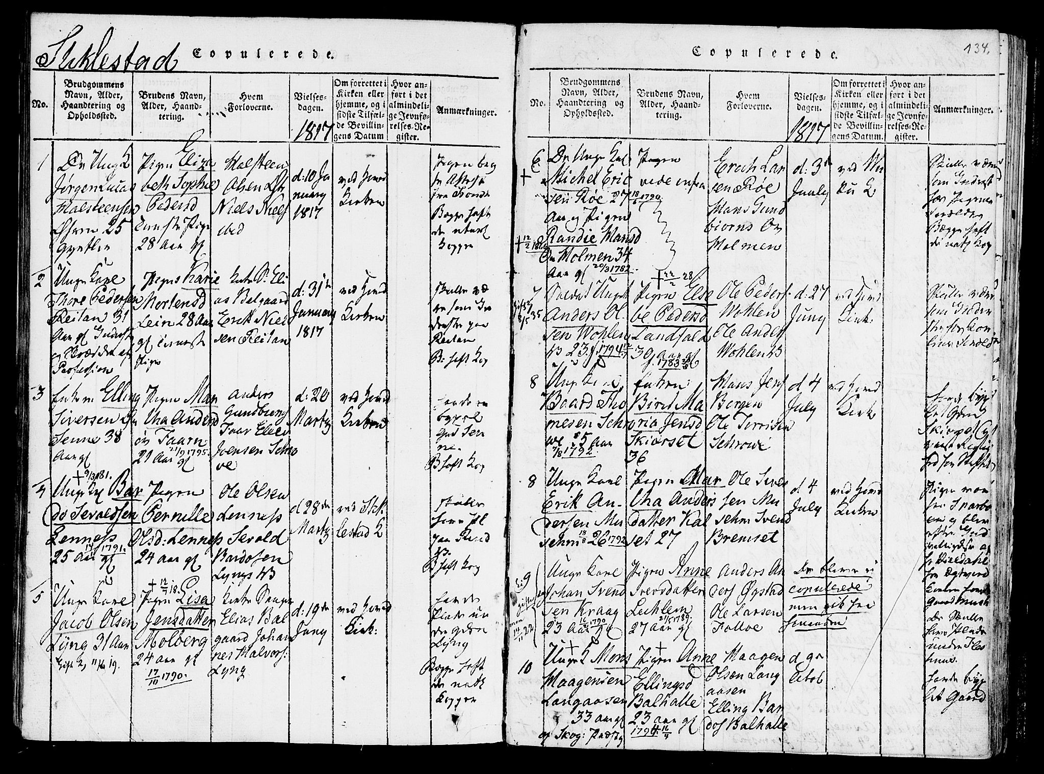 Ministerialprotokoller, klokkerbøker og fødselsregistre - Nord-Trøndelag, SAT/A-1458/723/L0234: Parish register (official) no. 723A05 /1, 1816-1840, p. 134