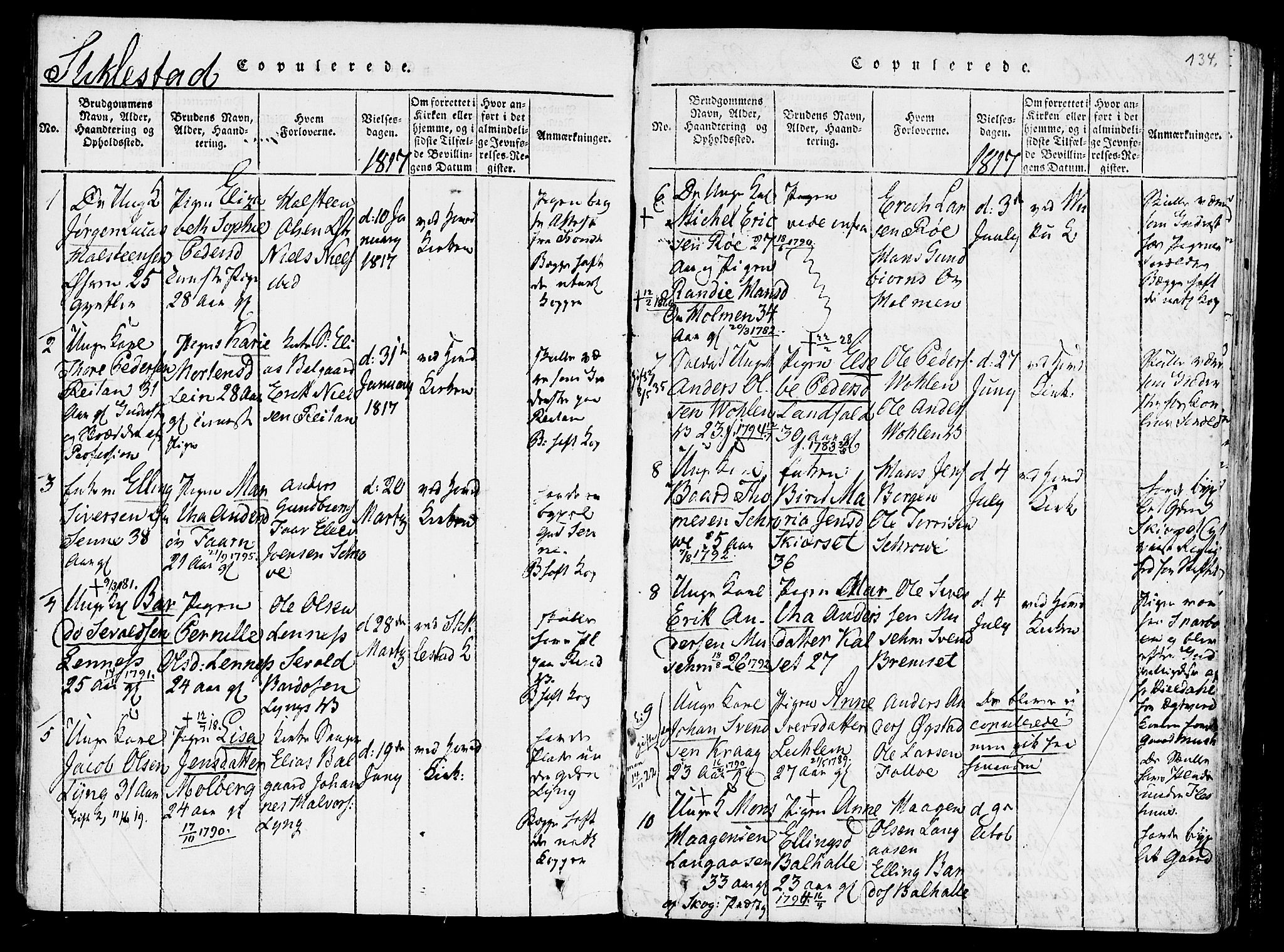 Ministerialprotokoller, klokkerbøker og fødselsregistre - Nord-Trøndelag, AV/SAT-A-1458/723/L0234: Parish register (official) no. 723A05 /1, 1816-1840, p. 134