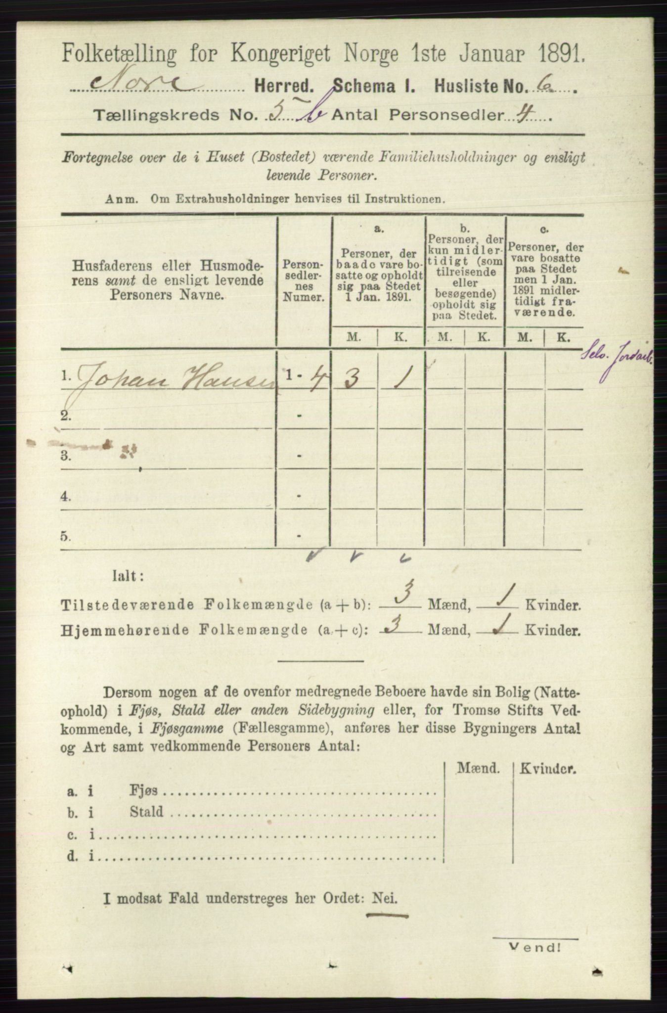 RA, 1891 census for 0633 Nore, 1891, p. 1766