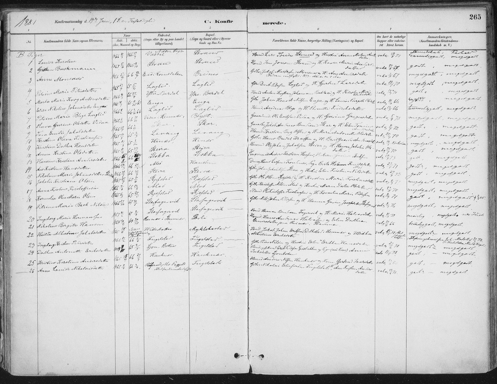 Ministerialprotokoller, klokkerbøker og fødselsregistre - Nordland, AV/SAT-A-1459/838/L0552: Parish register (official) no. 838A10, 1880-1910, p. 265