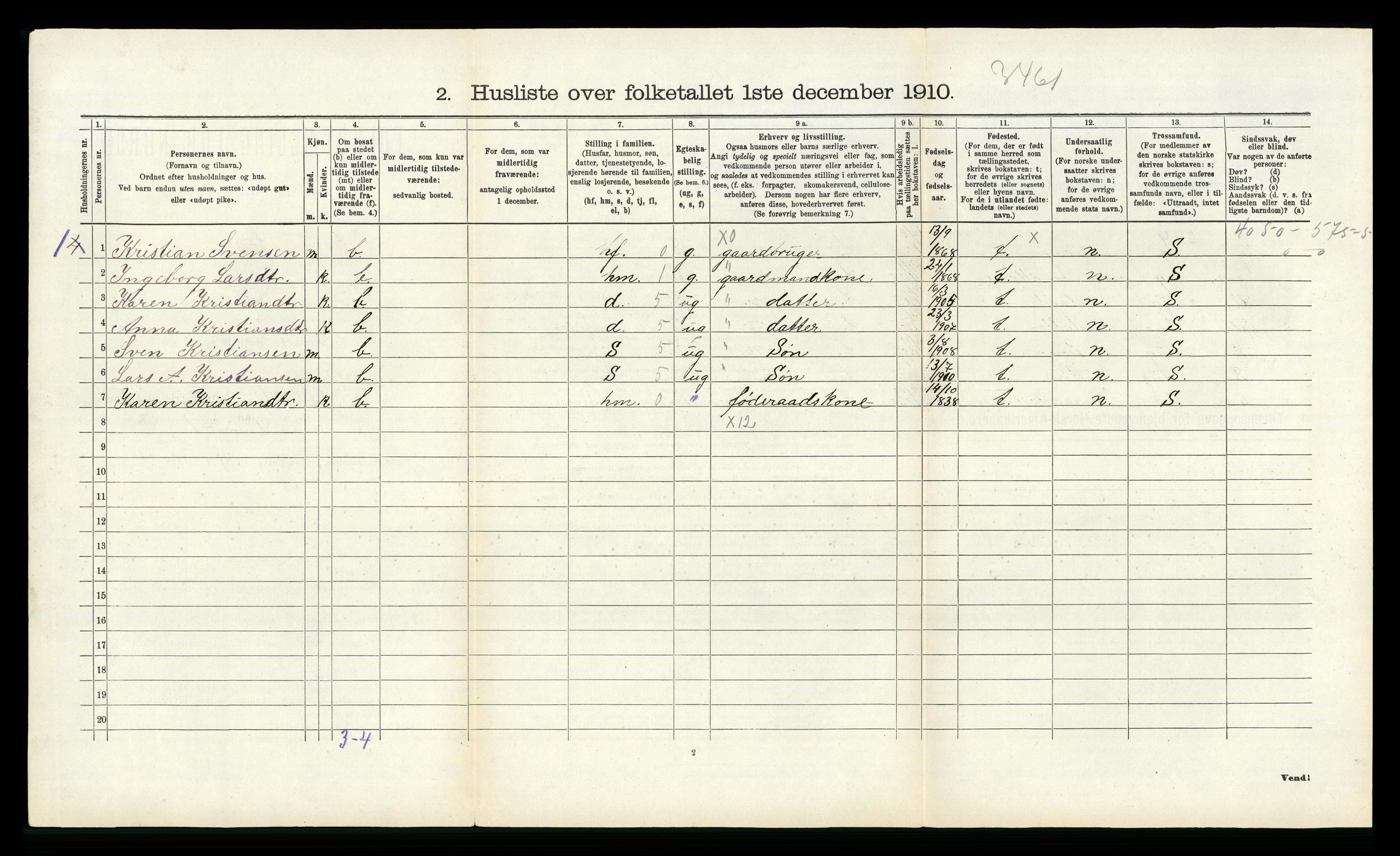 RA, 1910 census for Gyland, 1910, p. 115