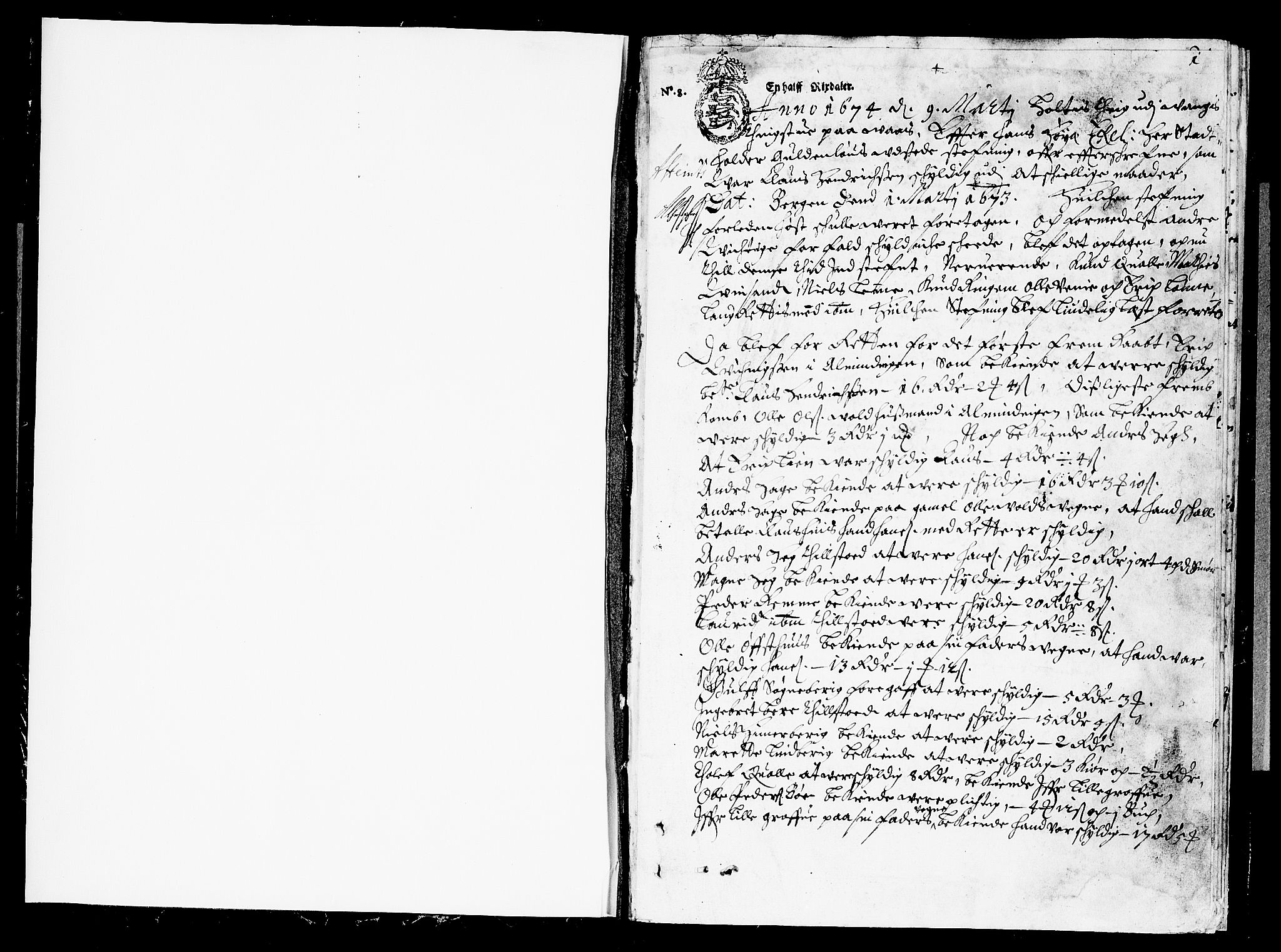 Hardanger og Voss sorenskriveri, SAB/A-2501/1/1A/1Ab/L0010: Tingbok for Voss, 1674, p. 0b-1a