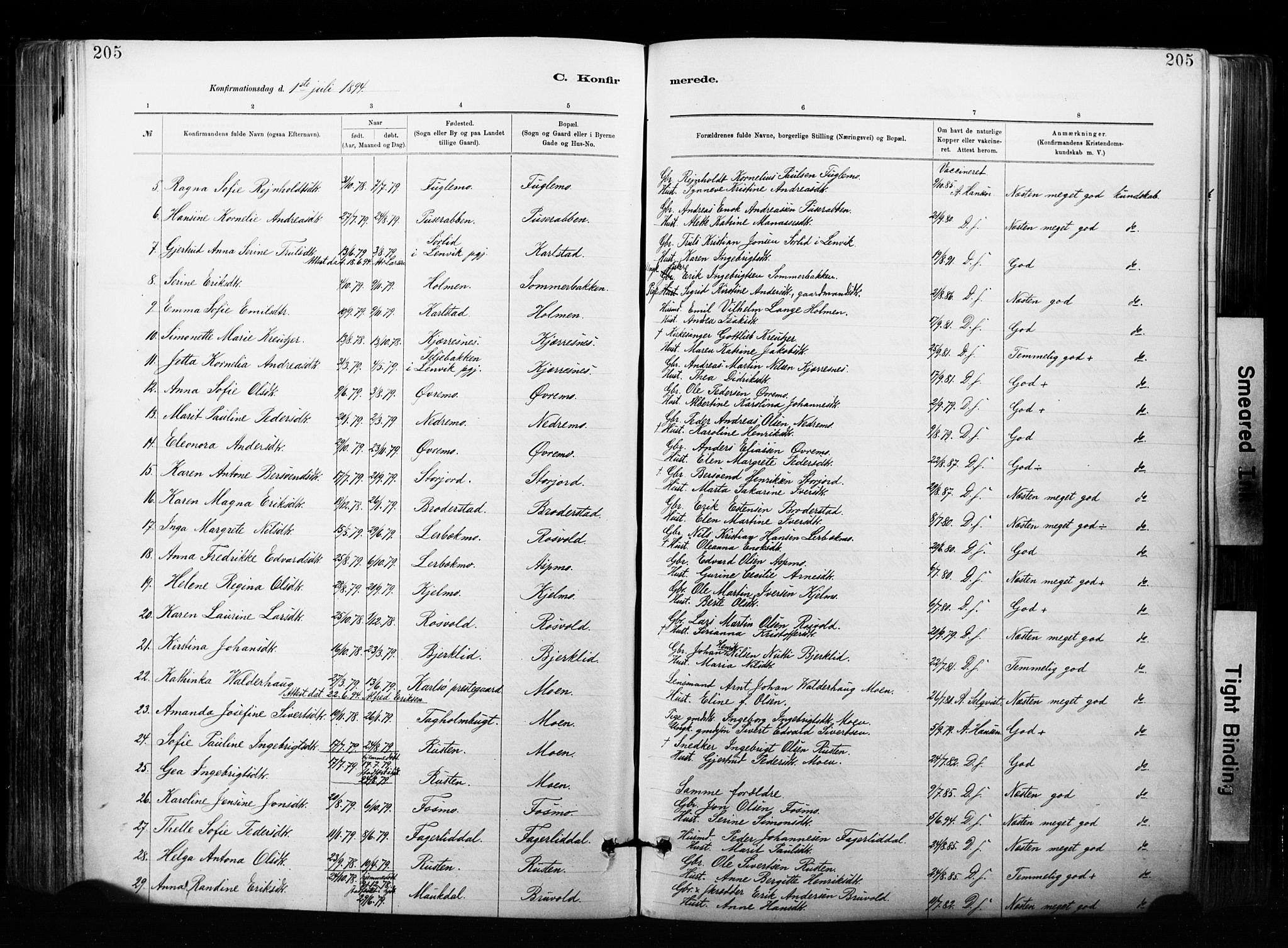 Målselv sokneprestembete, SATØ/S-1311/G/Ga/Gaa/L0007kirke: Parish register (official) no. 7, 1884-1903, p. 205