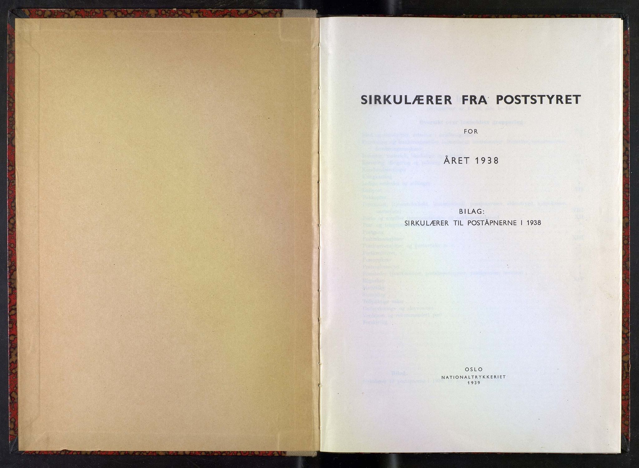 Norges Postmuseums bibliotek, NOPO/-/-/-: Sirkulærer fra Poststyret, 1938