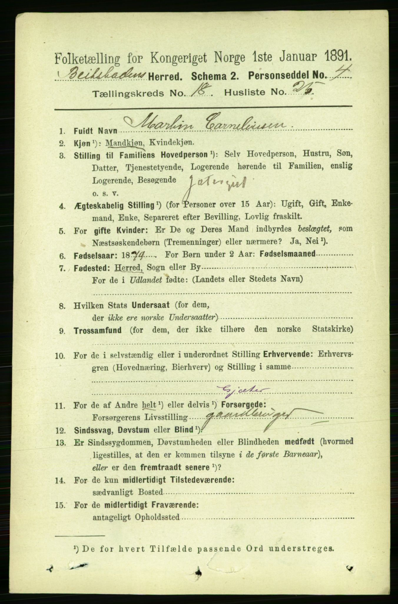 RA, 1891 census for 1727 Beitstad, 1891, p. 4768