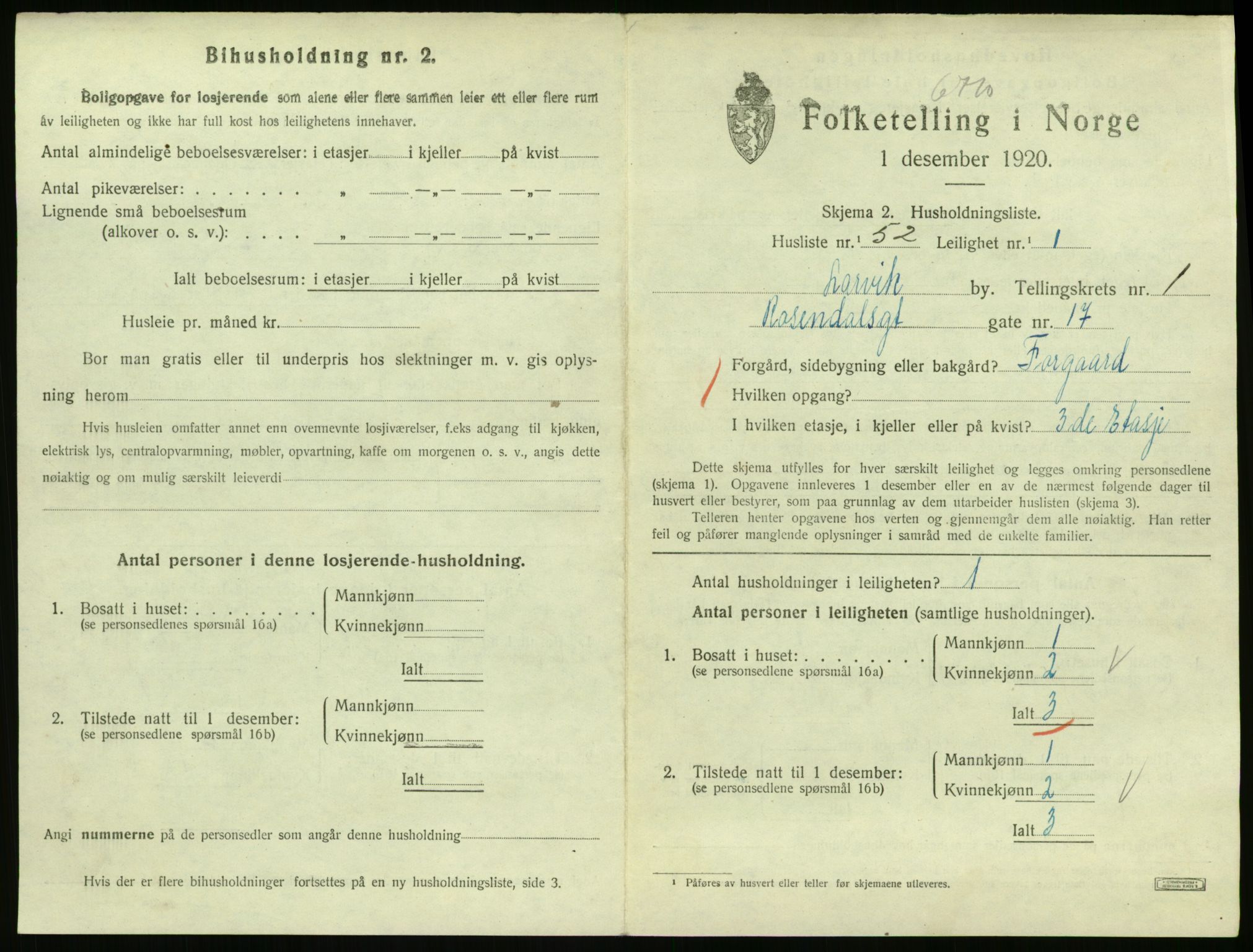 SAKO, 1920 census for Larvik, 1920, p. 3200