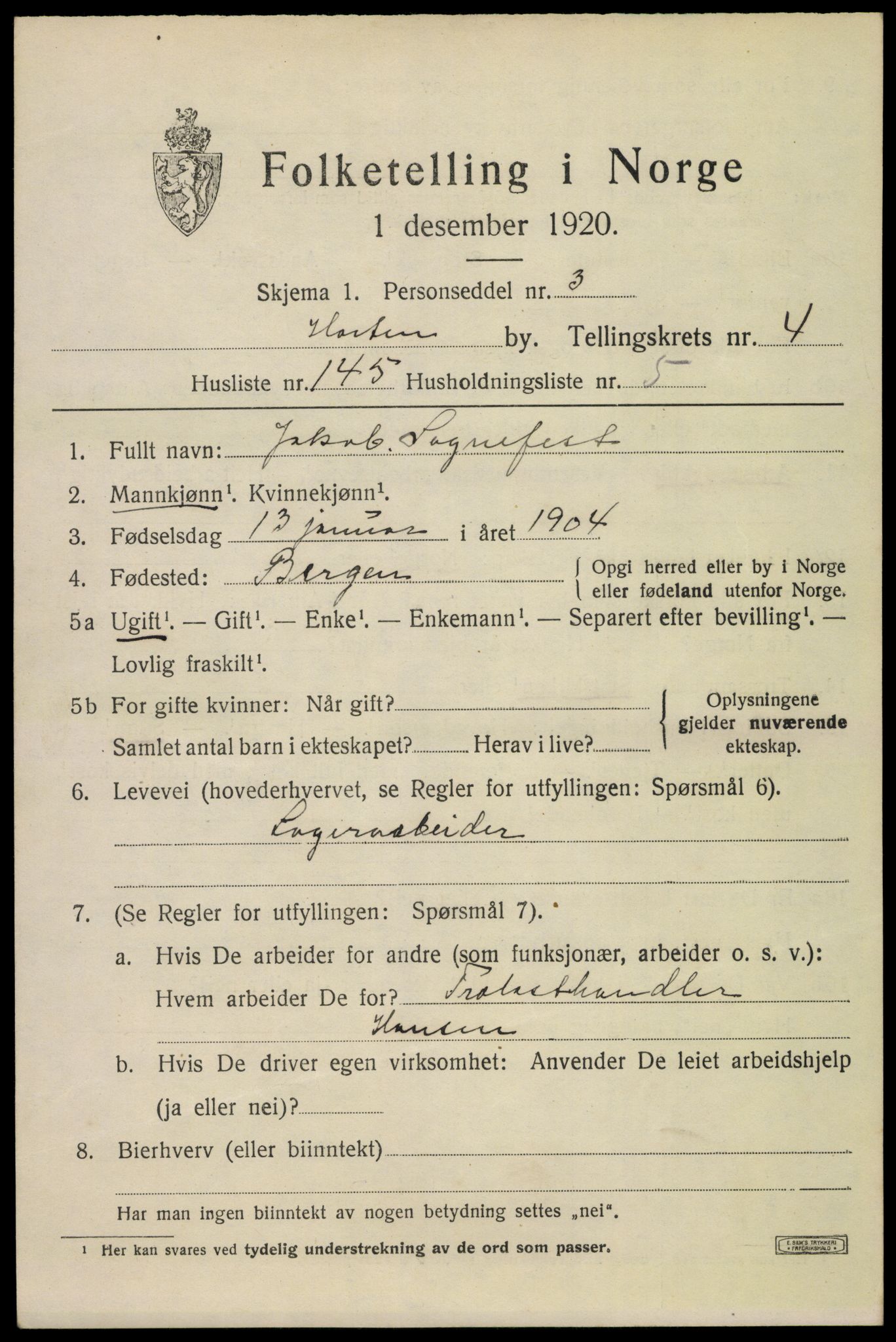 SAKO, 1920 census for Horten, 1920, p. 19011