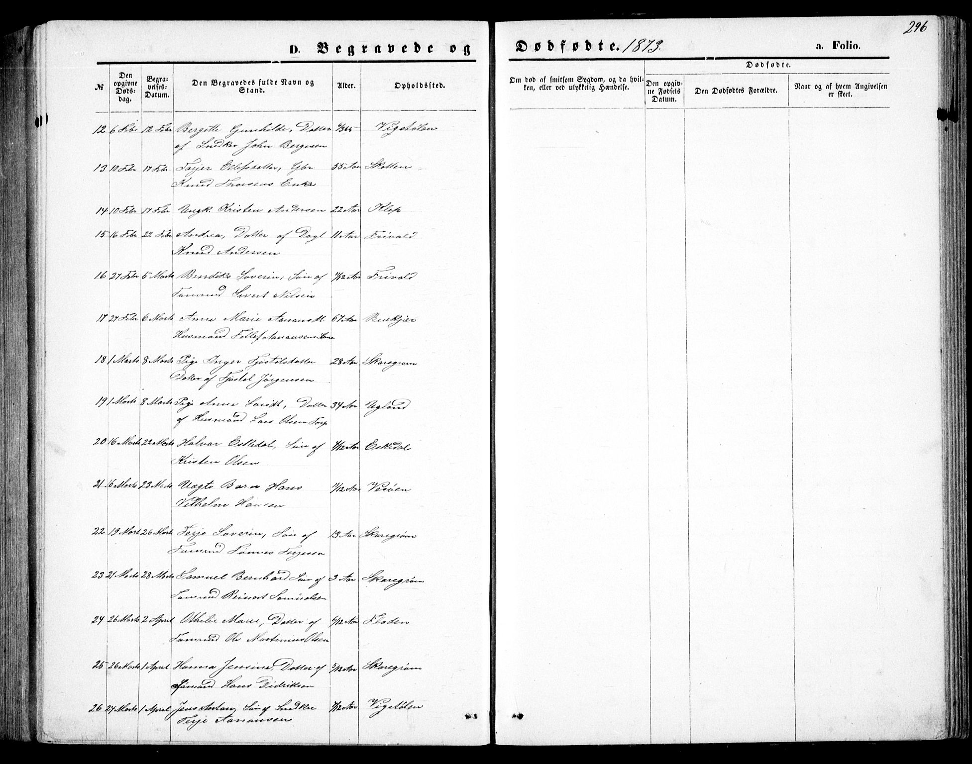 Fjære sokneprestkontor, AV/SAK-1111-0011/F/Fb/L0010: Parish register (copy) no. B 10, 1871-1880, p. 296