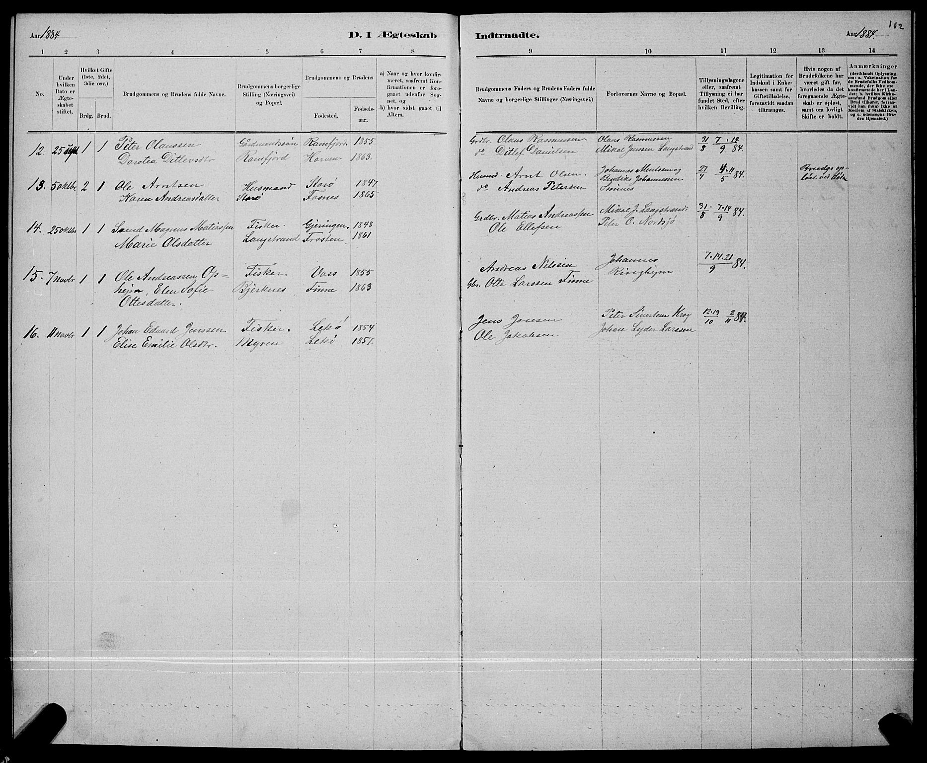 Ministerialprotokoller, klokkerbøker og fødselsregistre - Nord-Trøndelag, AV/SAT-A-1458/780/L0651: Parish register (copy) no. 780C03, 1884-1898, p. 102