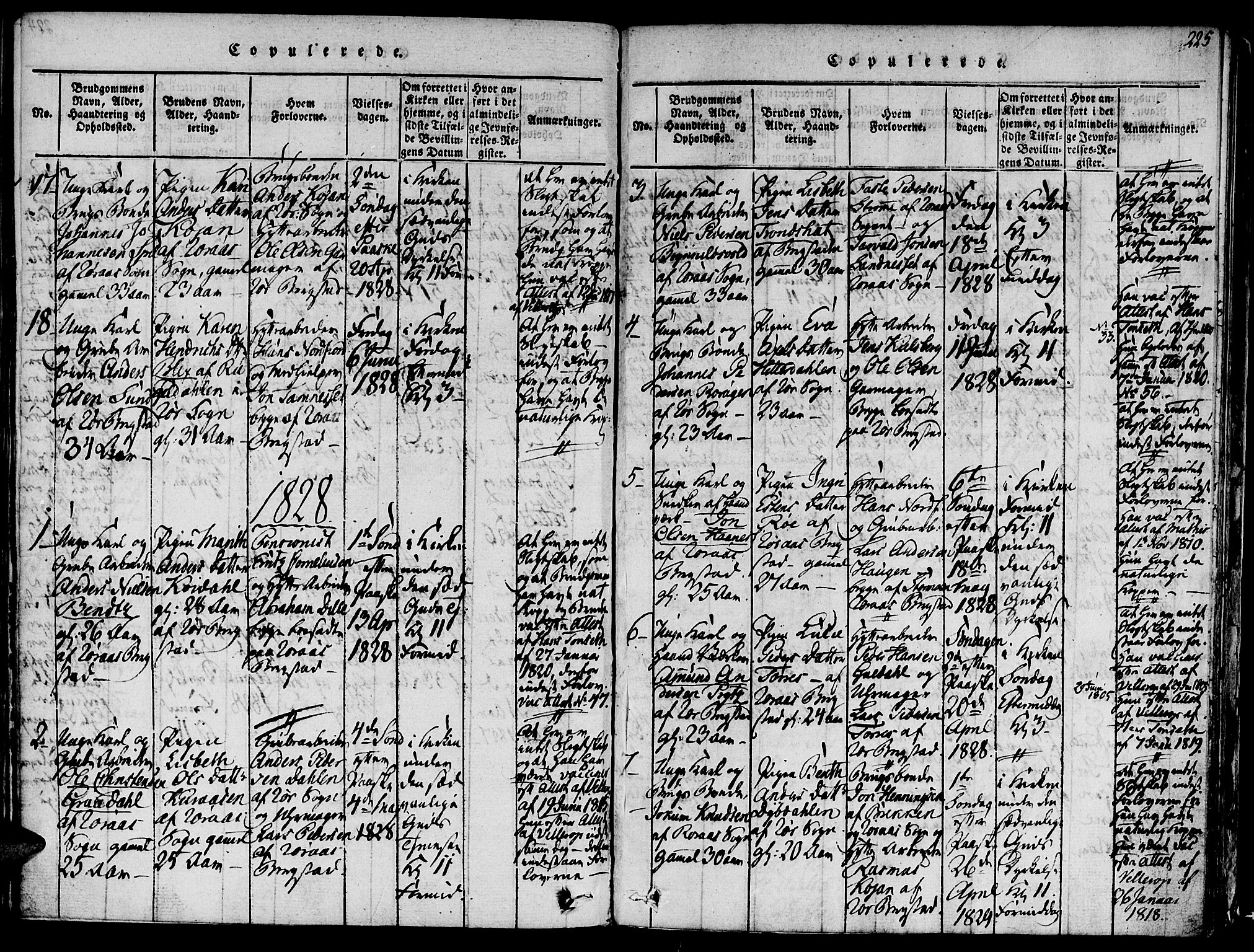 Ministerialprotokoller, klokkerbøker og fødselsregistre - Sør-Trøndelag, SAT/A-1456/681/L0929: Parish register (official) no. 681A07, 1817-1828, p. 225