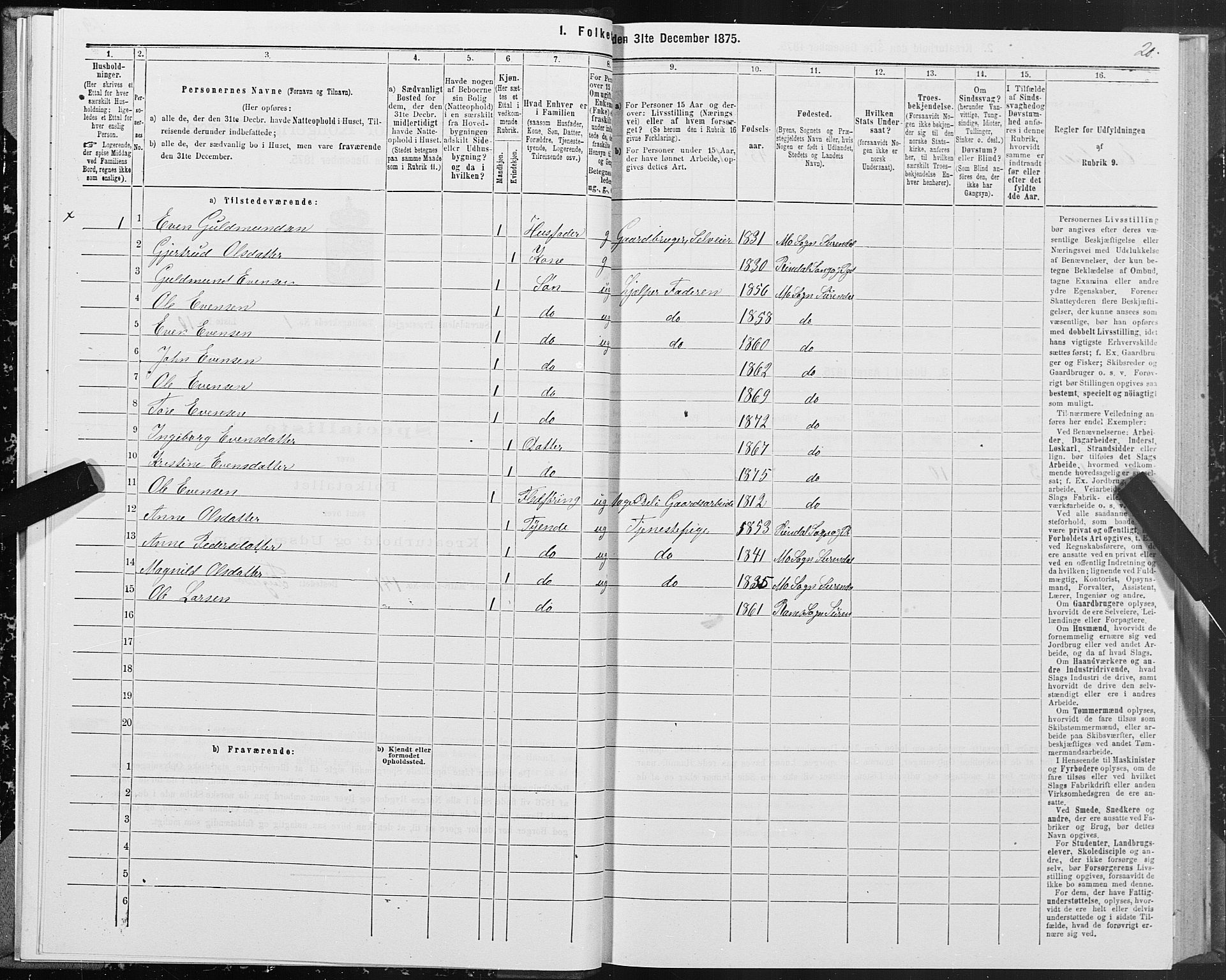 SAT, 1875 census for 1566P Surnadal, 1875, p. 1020