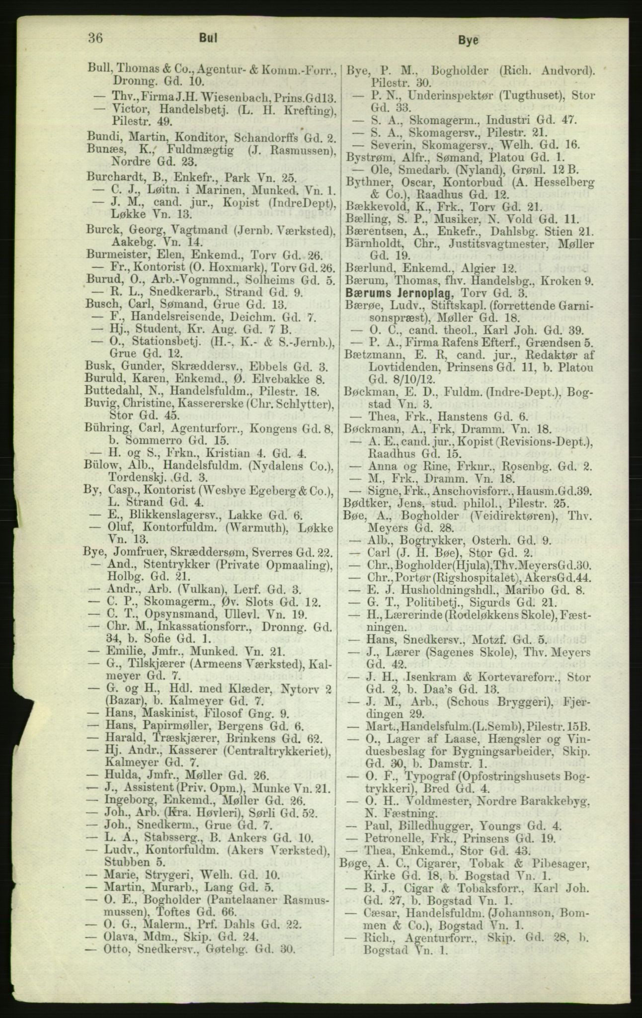 Kristiania/Oslo adressebok, PUBL/-, 1882, p. 36