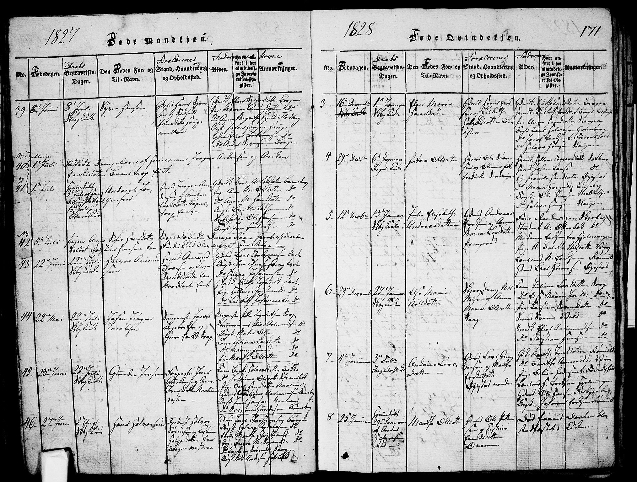 Skjeberg prestekontor Kirkebøker, AV/SAO-A-10923/G/Ga/L0001: Parish register (copy) no. I 1, 1815-1830, p. 171