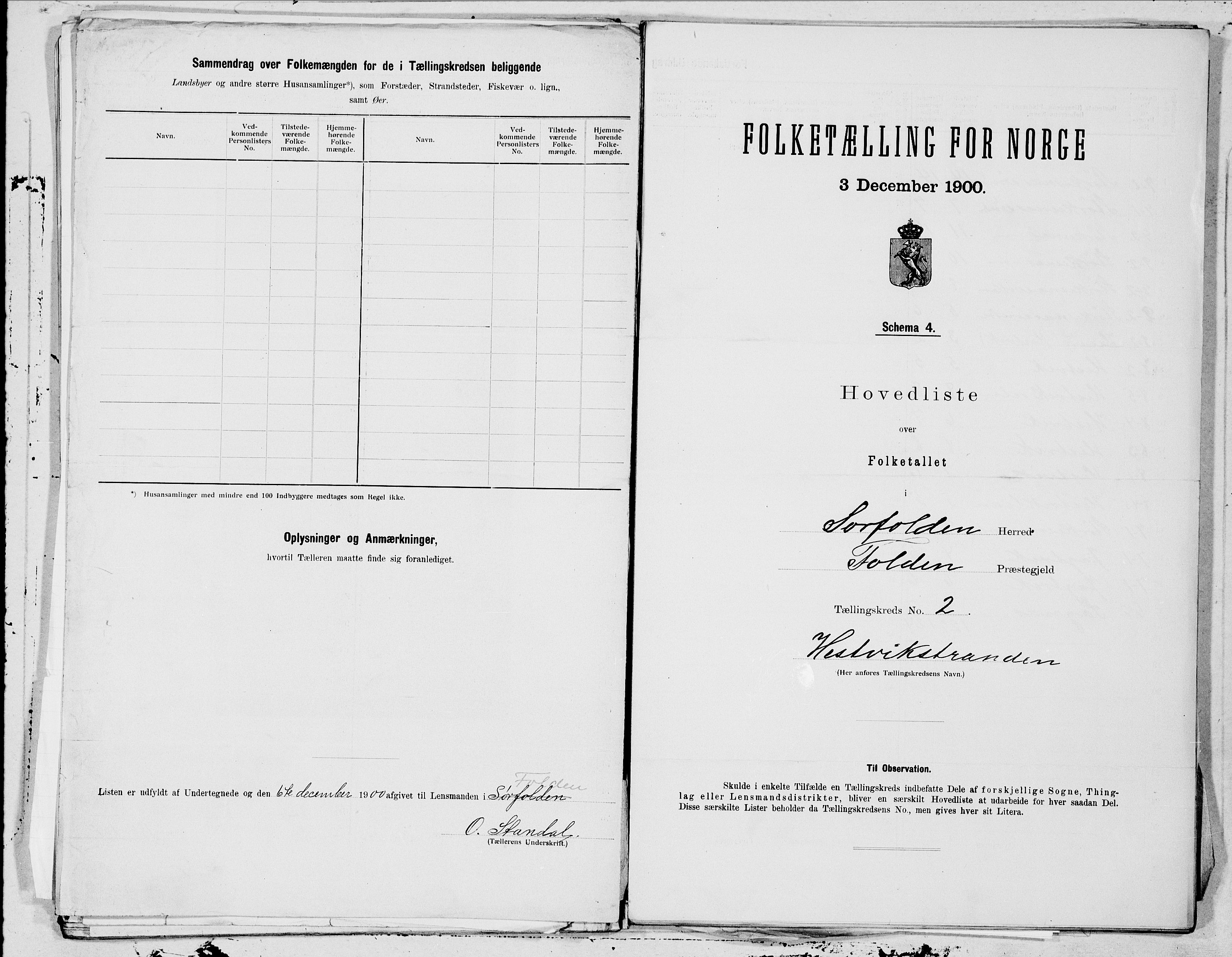 SAT, 1900 census for Sørfold, 1900, p. 4