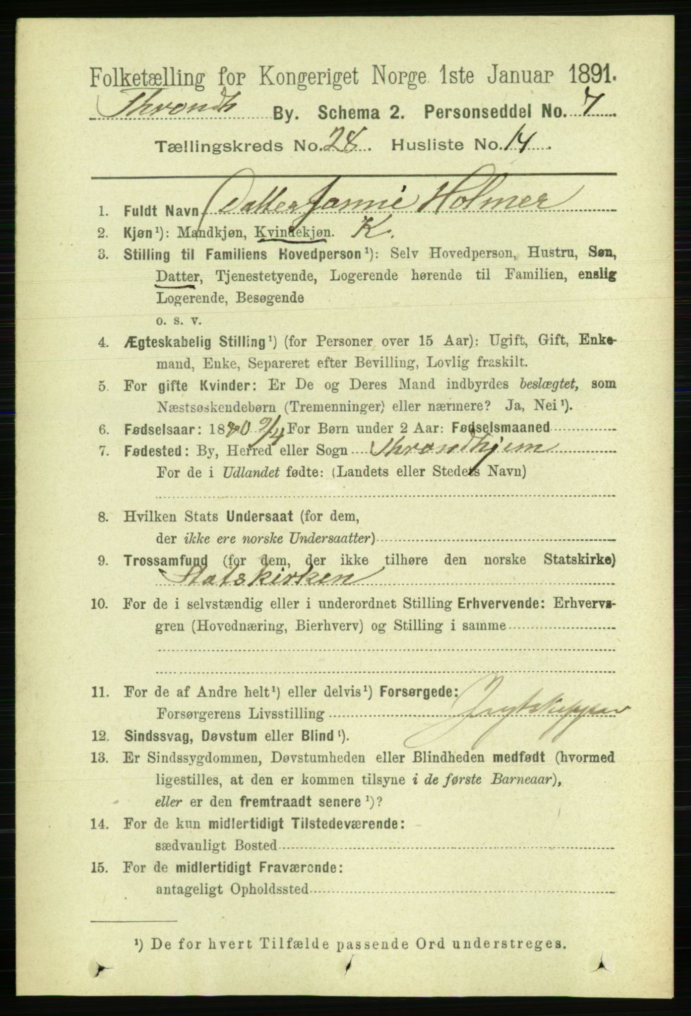 RA, 1891 census for 1601 Trondheim, 1891, p. 21154