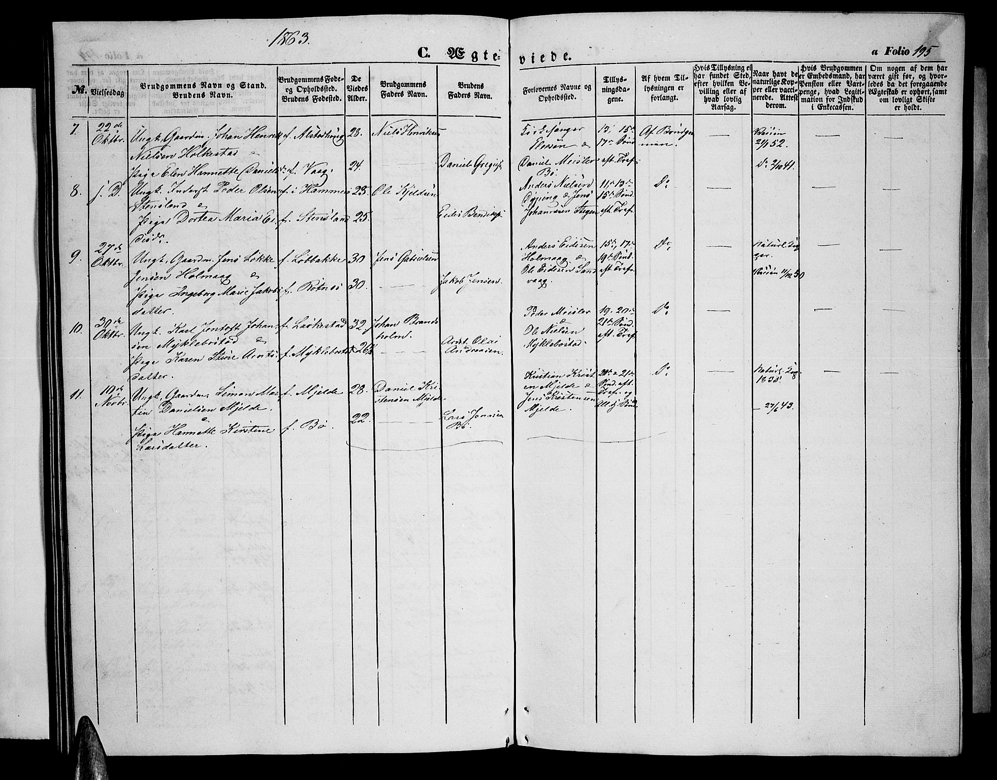 Ministerialprotokoller, klokkerbøker og fødselsregistre - Nordland, AV/SAT-A-1459/855/L0814: Parish register (copy) no. 855C03, 1851-1864, p. 195