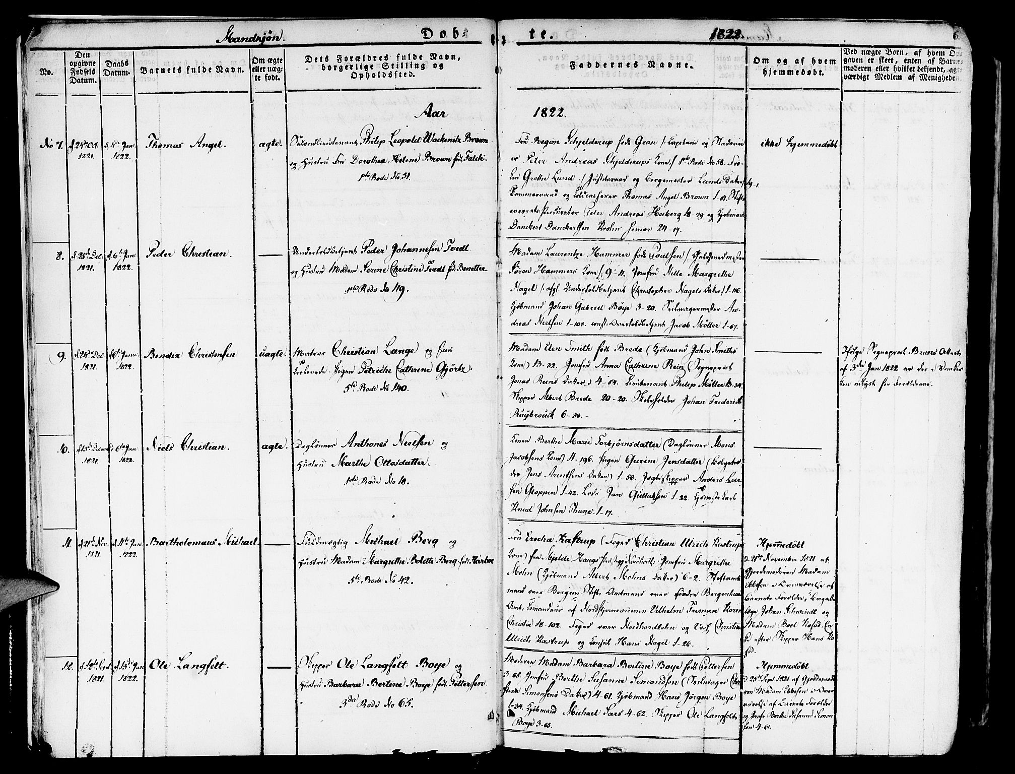 Nykirken Sokneprestembete, SAB/A-77101/H/Haa/L0012: Parish register (official) no. A 12, 1821-1844, p. 6