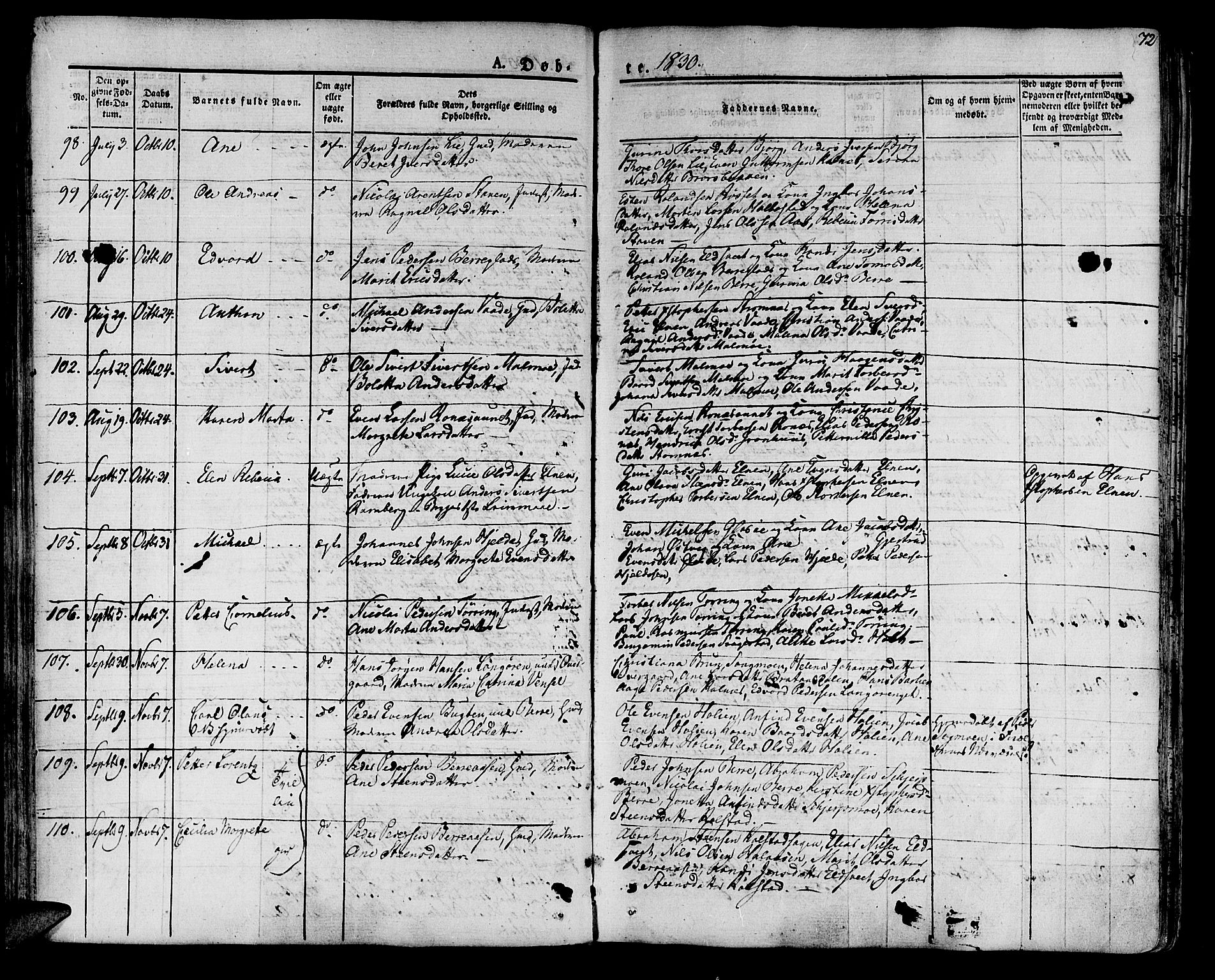 Ministerialprotokoller, klokkerbøker og fødselsregistre - Nord-Trøndelag, SAT/A-1458/741/L0390: Parish register (official) no. 741A04, 1822-1836, p. 72
