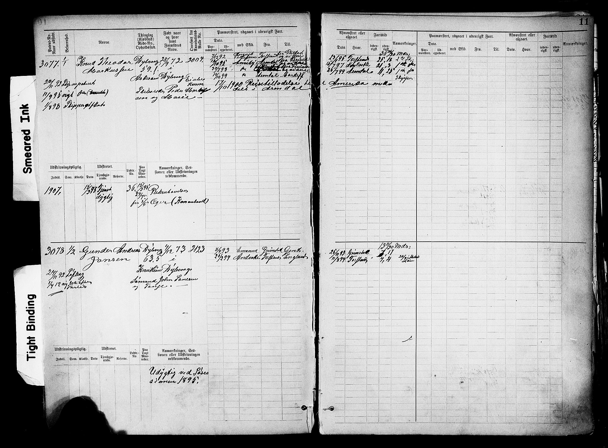 Tvedestrand mønstringskrets, AV/SAK-2031-0011/F/Fb/L0019: Hovedrulle nr 3057-3818, U-35, 1892-1906, p. 14