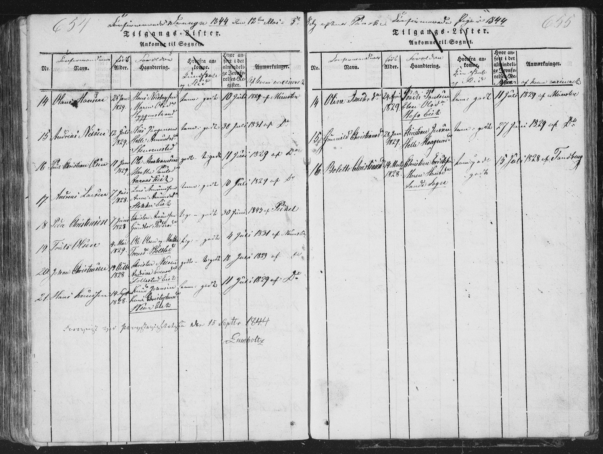 Røyken kirkebøker, AV/SAKO-A-241/G/Ga/L0003: Parish register (copy) no. 3, 1814-1856, p. 654-655