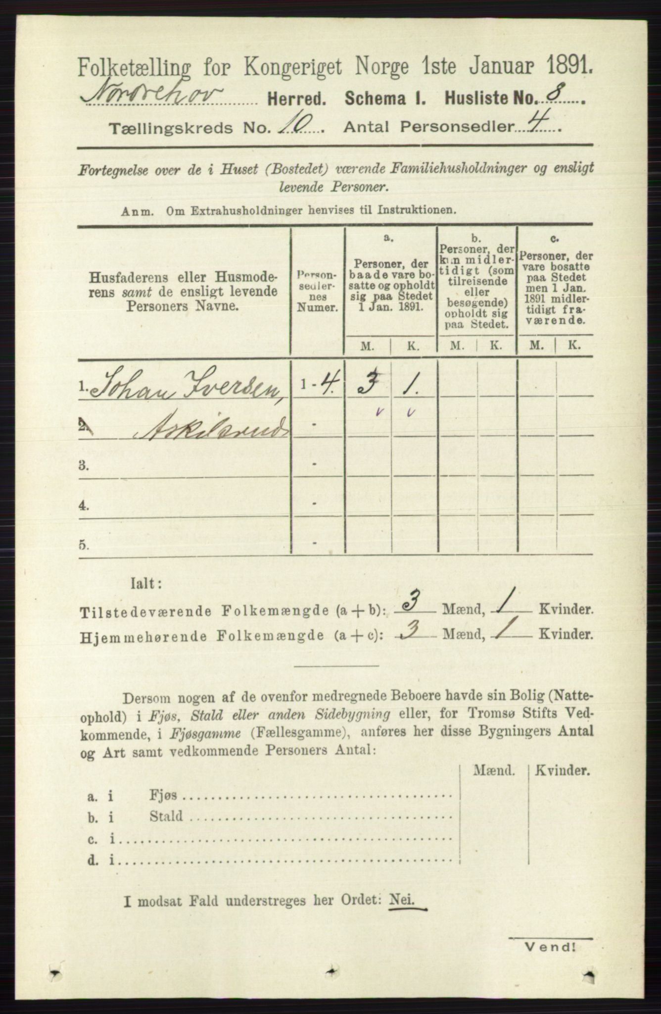 RA, 1891 census for 0613 Norderhov, 1891, p. 7431