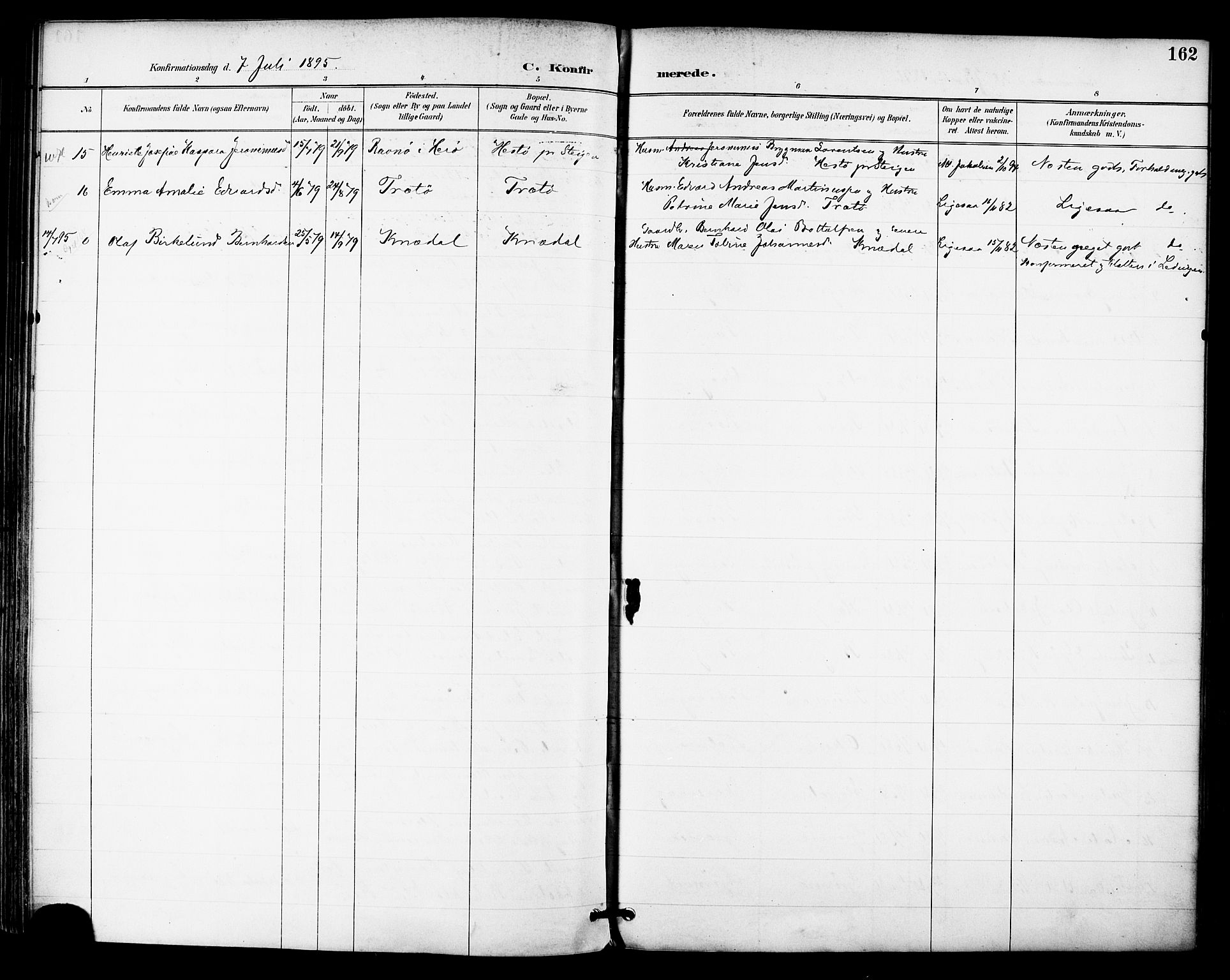 Ministerialprotokoller, klokkerbøker og fødselsregistre - Nordland, AV/SAT-A-1459/855/L0803: Parish register (official) no. 855A11, 1887-1905, p. 162