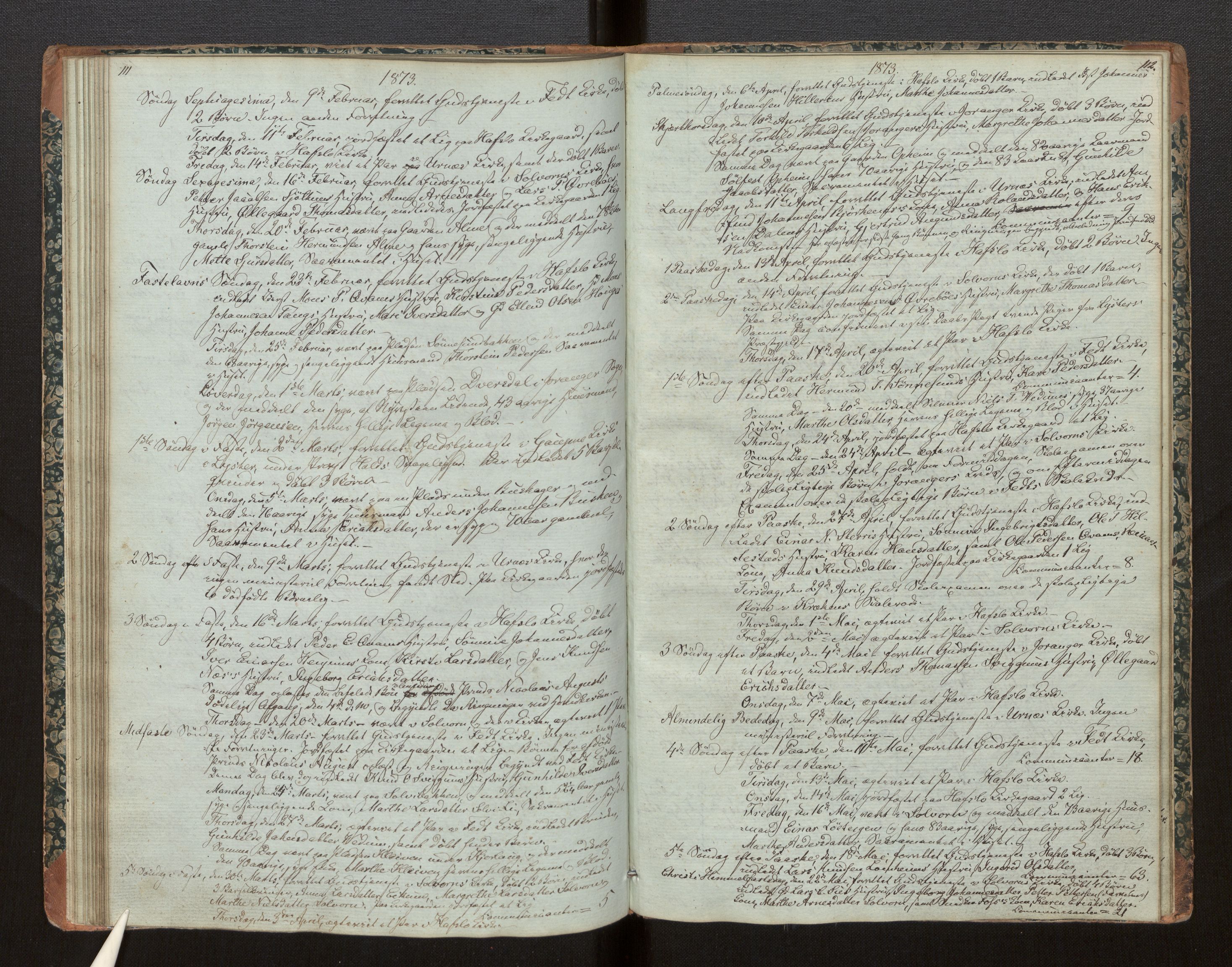 Hafslo sokneprestembete, SAB/A-80301/H/Haa/Haaf/L0002: Diary records no. F 2, 1854-1879, p. 111-112