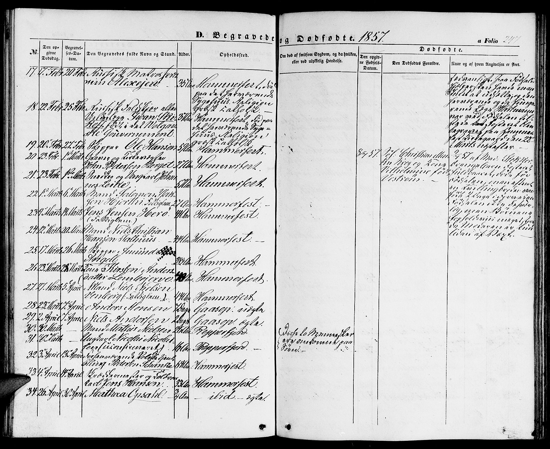 Hammerfest sokneprestkontor, AV/SATØ-S-1347/H/Hb/L0002.klokk: Parish register (copy) no. 2, 1851-1861, p. 247