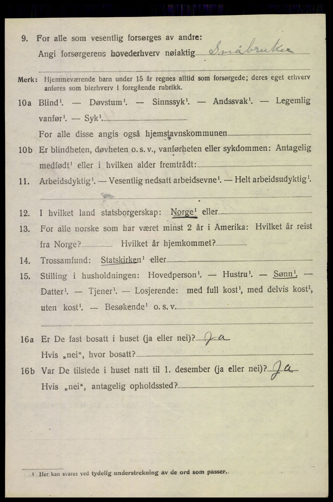 SAH, 1920 census for Nordre Land, 1920, p. 3861