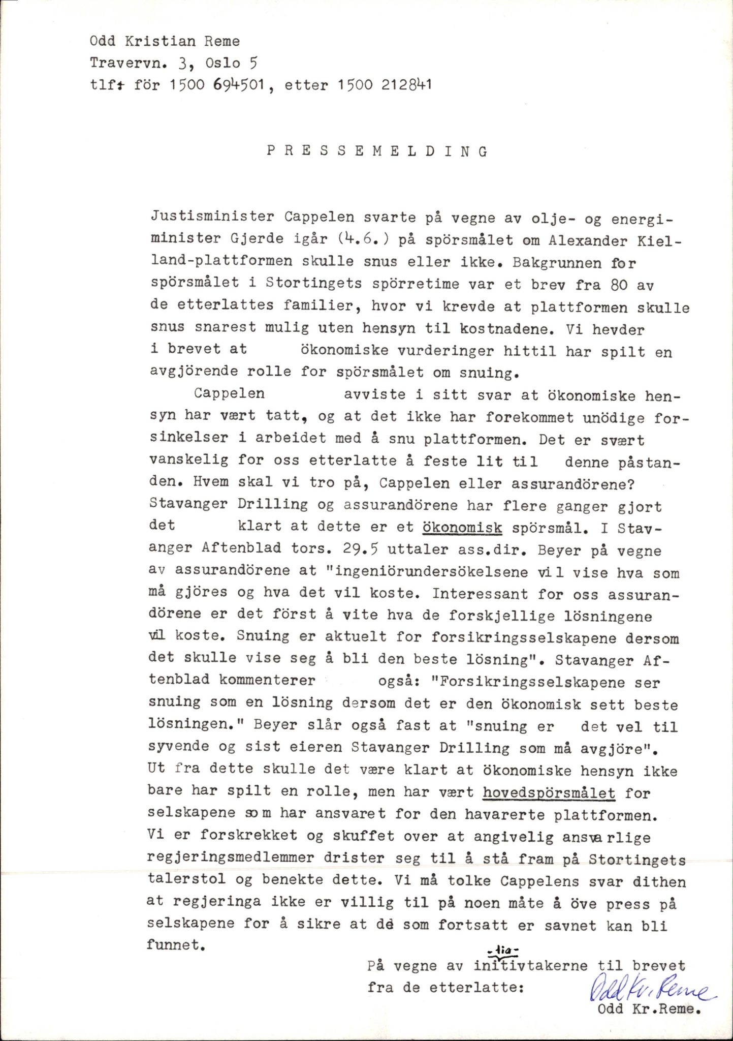 Pa 1660 - Kielland- fondet, AV/SAST-A-102242/X/Xa/L0001: Rapport til overlevende og etterlatte/ Kielland Bulletin, 1980-1998