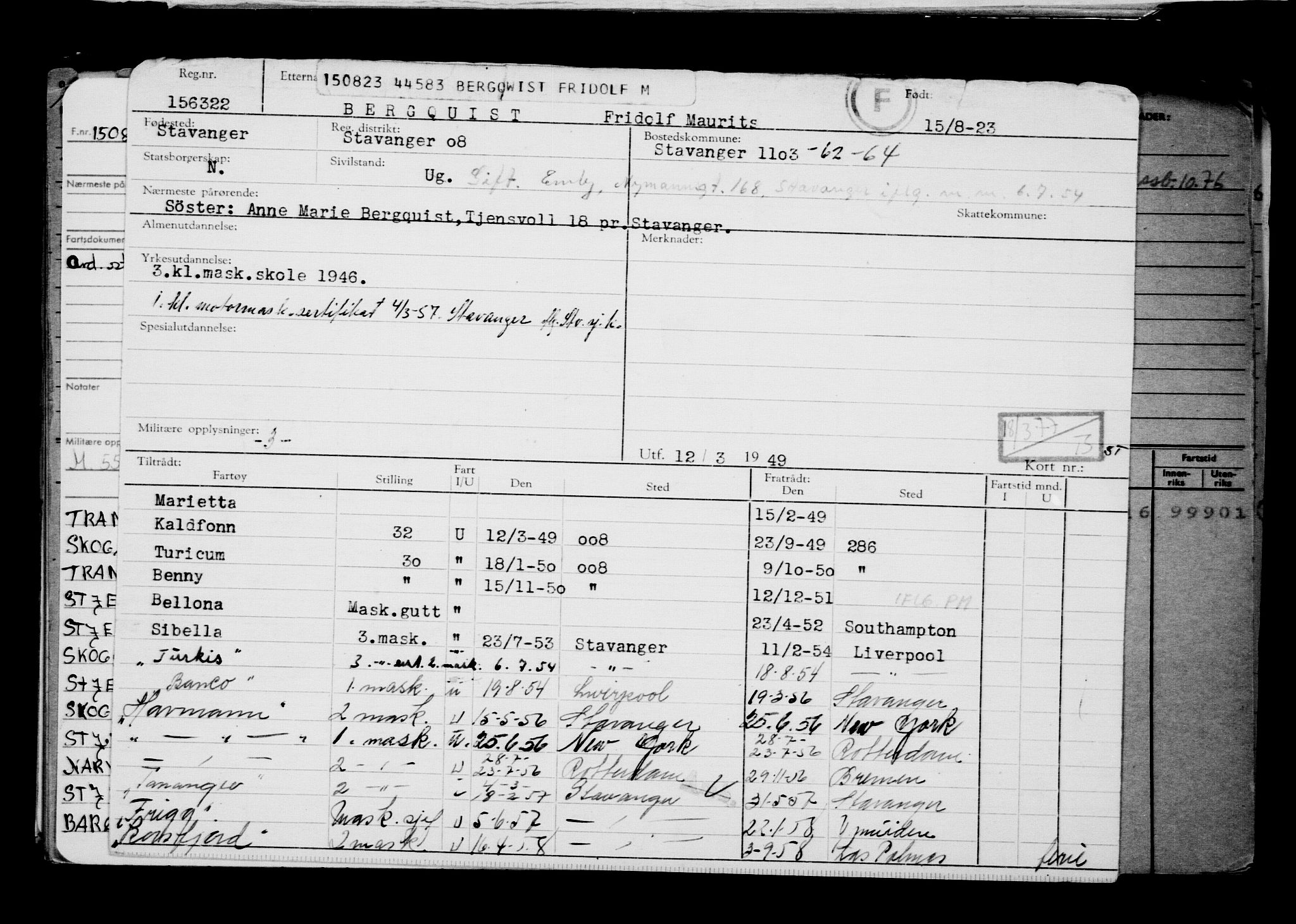 Direktoratet for sjømenn, AV/RA-S-3545/G/Gb/L0222: Hovedkort, 1923, p. 1