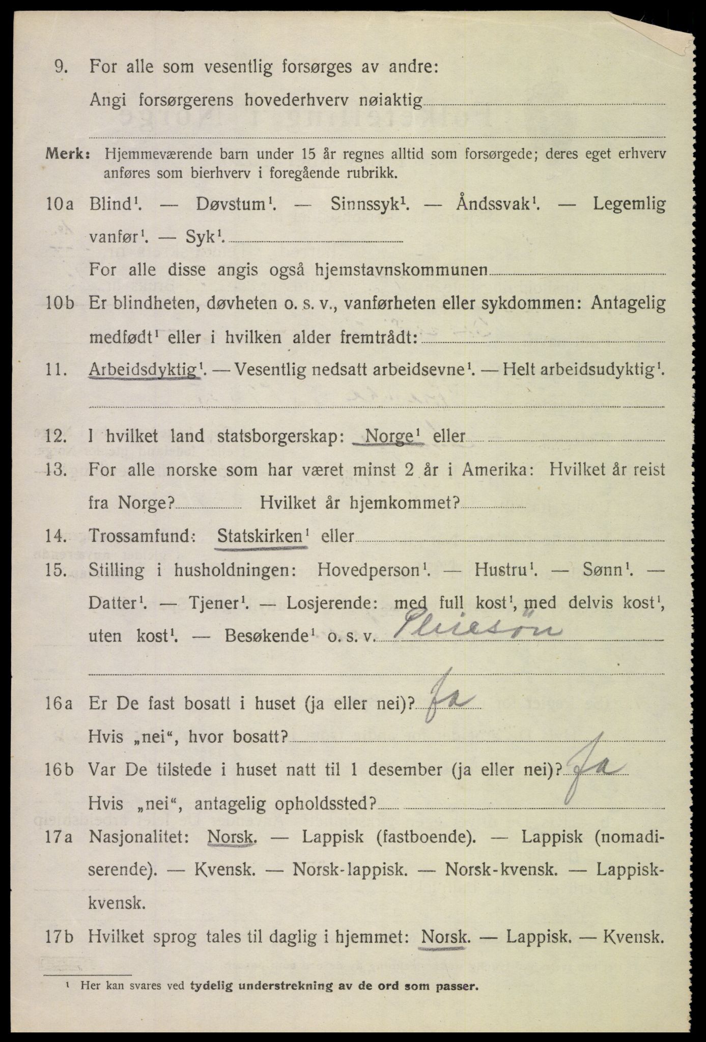 SAT, 1920 census for Evenes, 1920, p. 11891