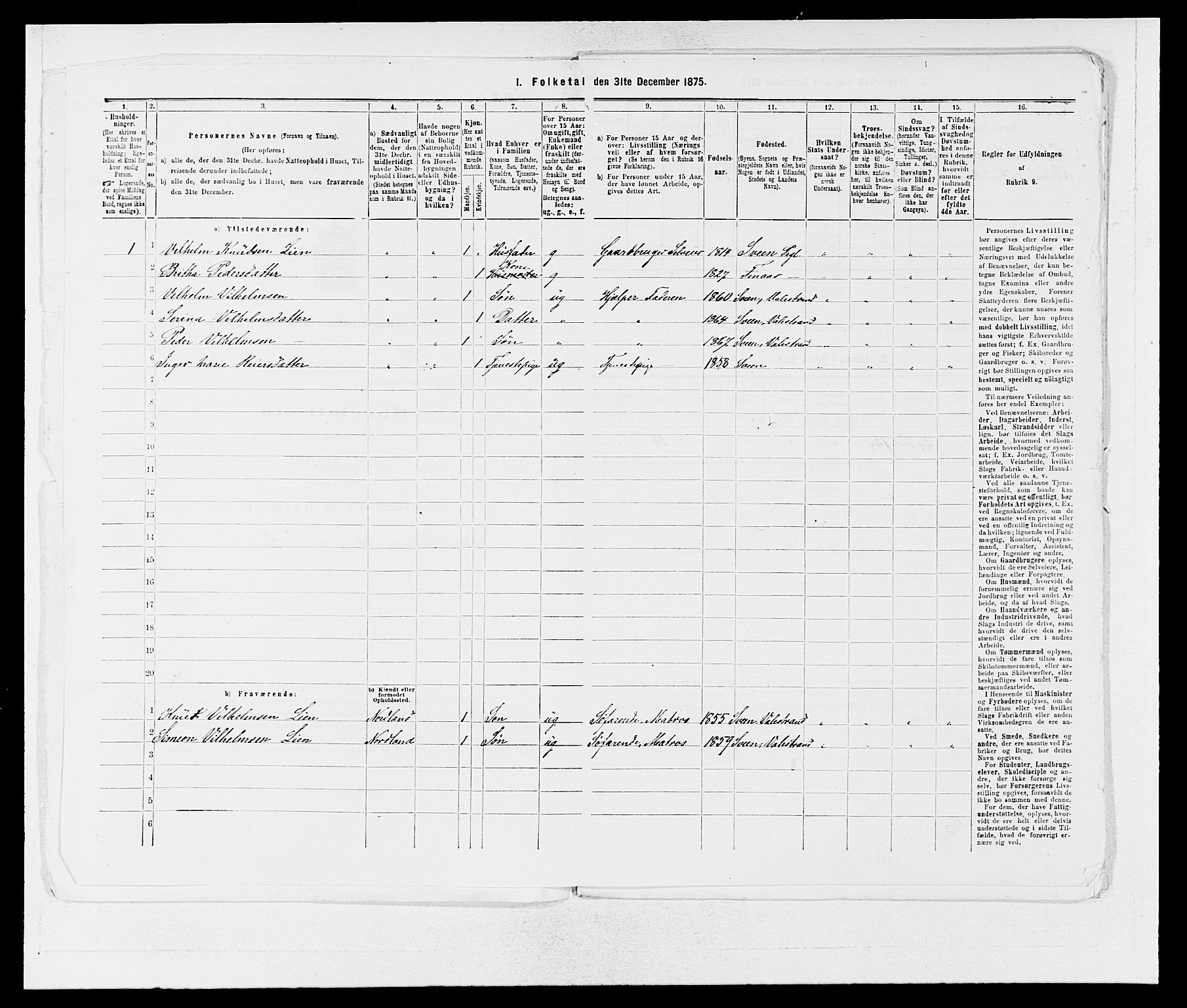 SAB, 1875 census for 1216P Sveio, 1875, p. 1251