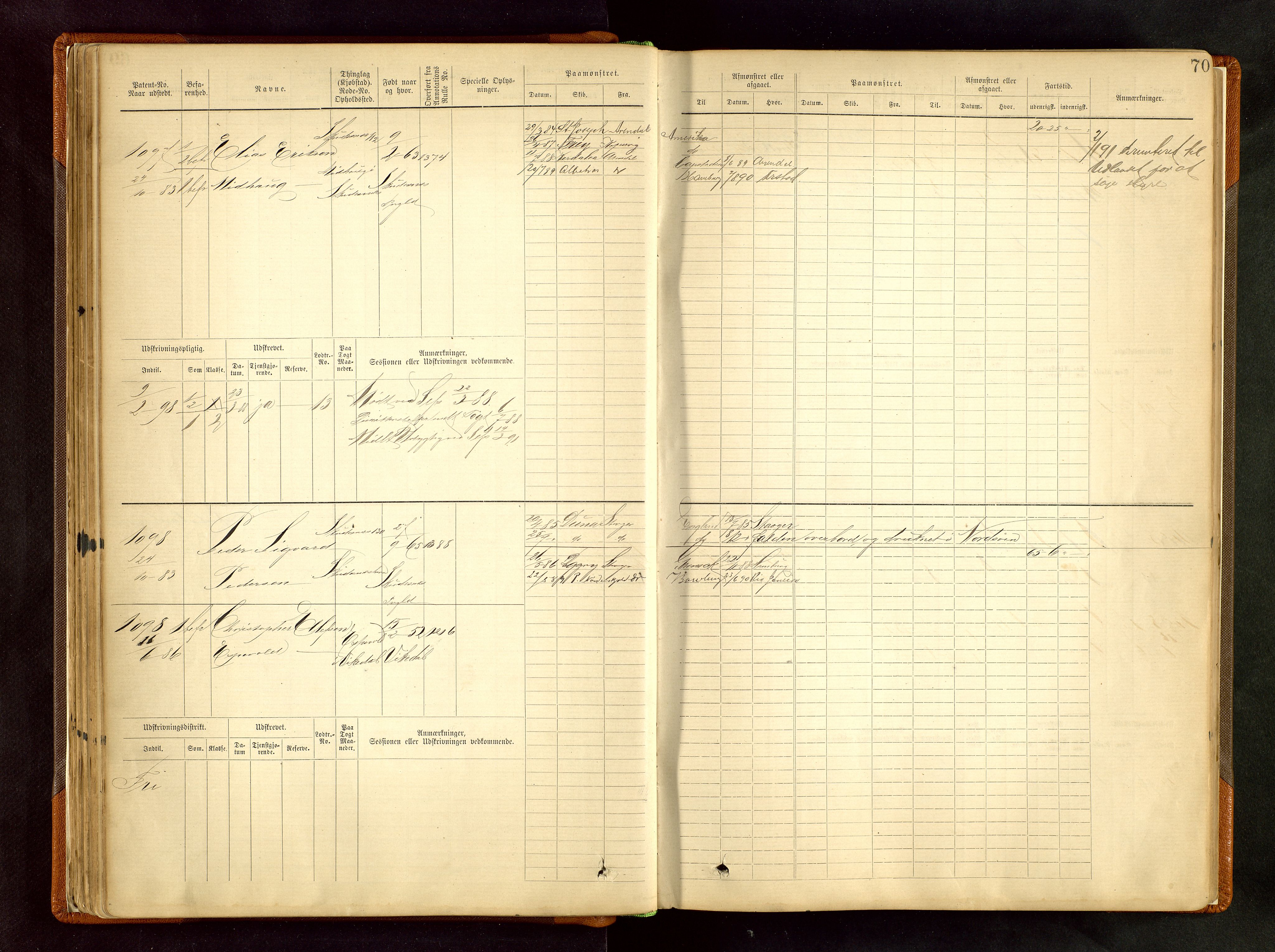 Haugesund sjømannskontor, SAST/A-102007/F/Fb/Fbb/L0002: Sjøfartsrulle Skudenes kretsnr. 959-2439, 1860-1948, p. 70