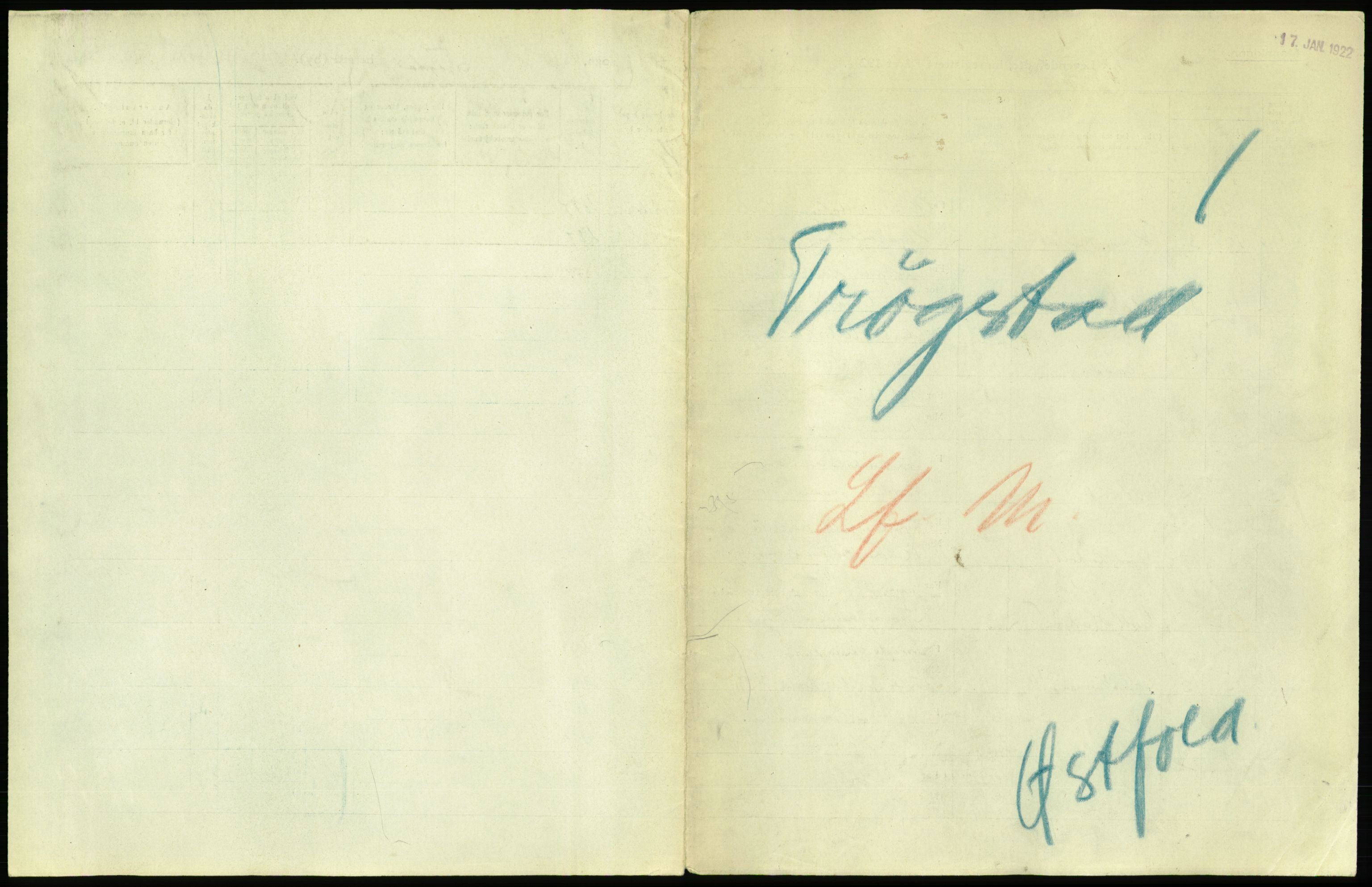 Statistisk sentralbyrå, Sosiodemografiske emner, Befolkning, RA/S-2228/D/Df/Dfc/Dfca/L0001: Østfold fylke: Levendefødte menn og kvinner. Bygder., 1921, p. 1