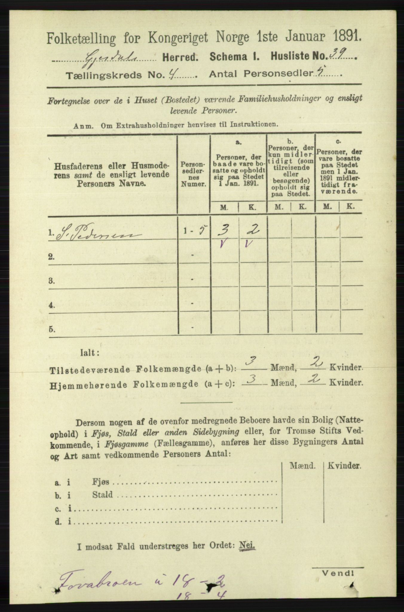 RA, 1891 census for 1122 Gjesdal, 1891, p. 1178