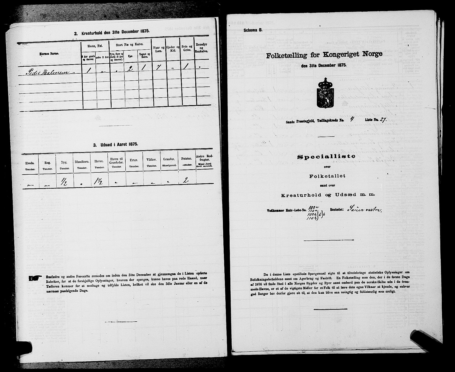 SAKO, 1875 census for 0822P Sauherad, 1875, p. 488