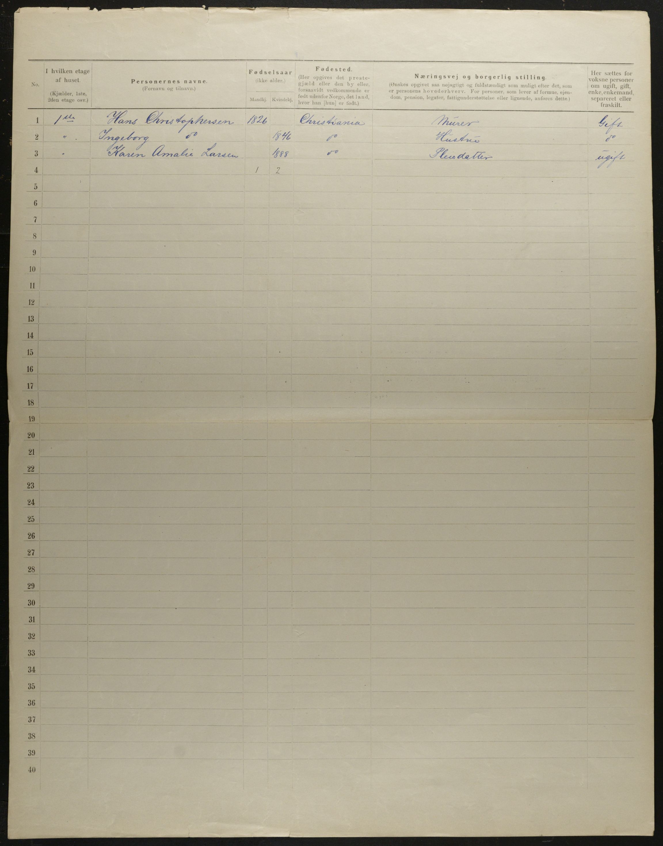 OBA, Municipal Census 1901 for Kristiania, 1901, p. 7447