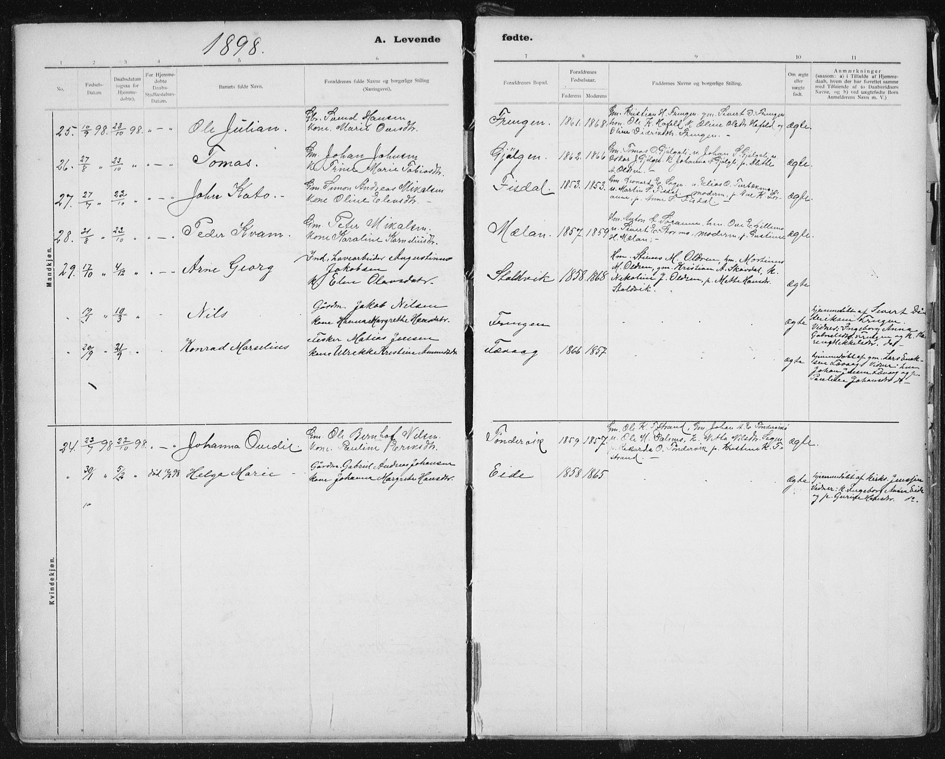 Ministerialprotokoller, klokkerbøker og fødselsregistre - Sør-Trøndelag, SAT/A-1456/653/L0660: Parish register (copy) no. 653C04, 1894-1919