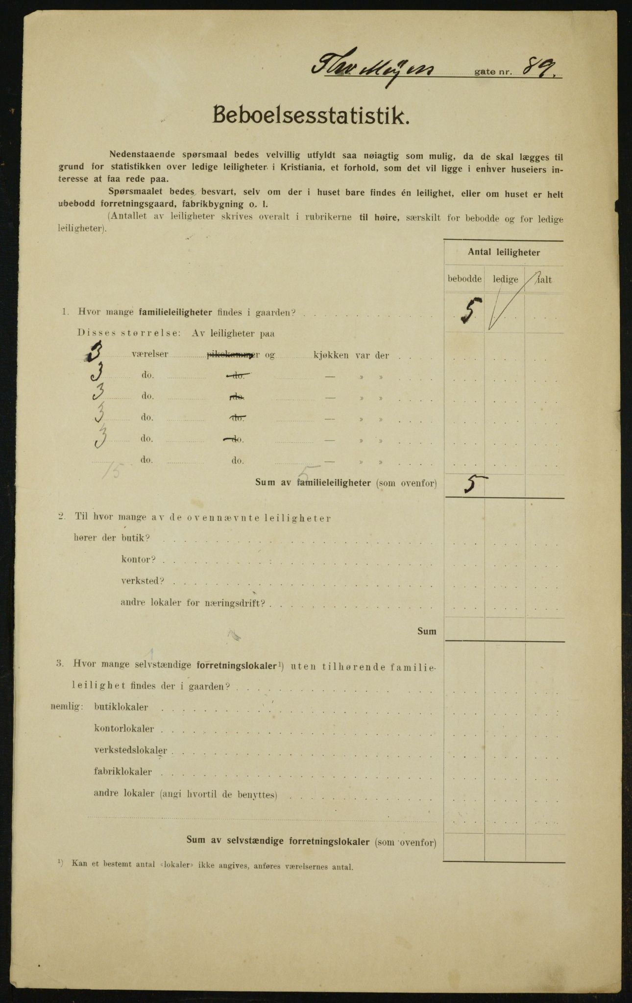 OBA, Municipal Census 1910 for Kristiania, 1910, p. 105672