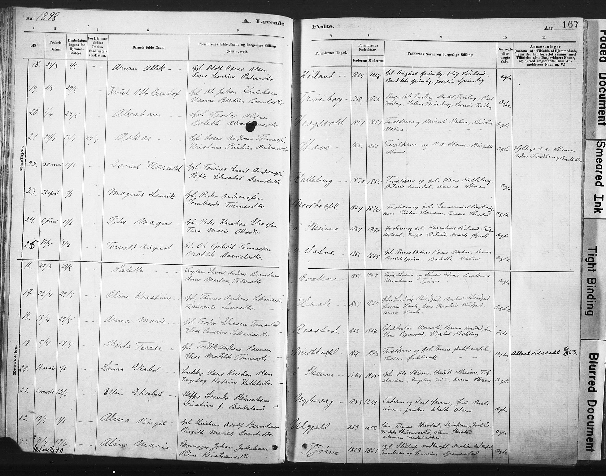 Lista sokneprestkontor, AV/SAK-1111-0027/F/Fa/L0012: Parish register (official) no. A 12, 1879-1903, p. 167