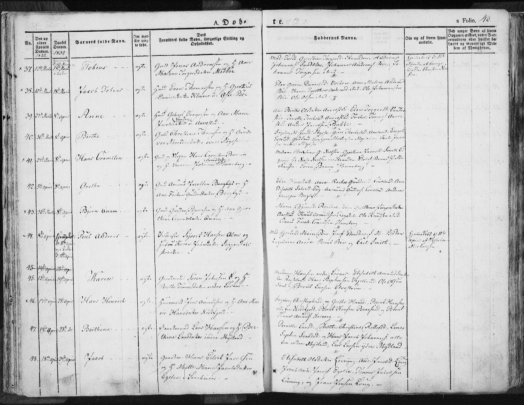 Sokndal sokneprestkontor, AV/SAST-A-101808: Parish register (official) no. A 7.1, 1826-1842, p. 40