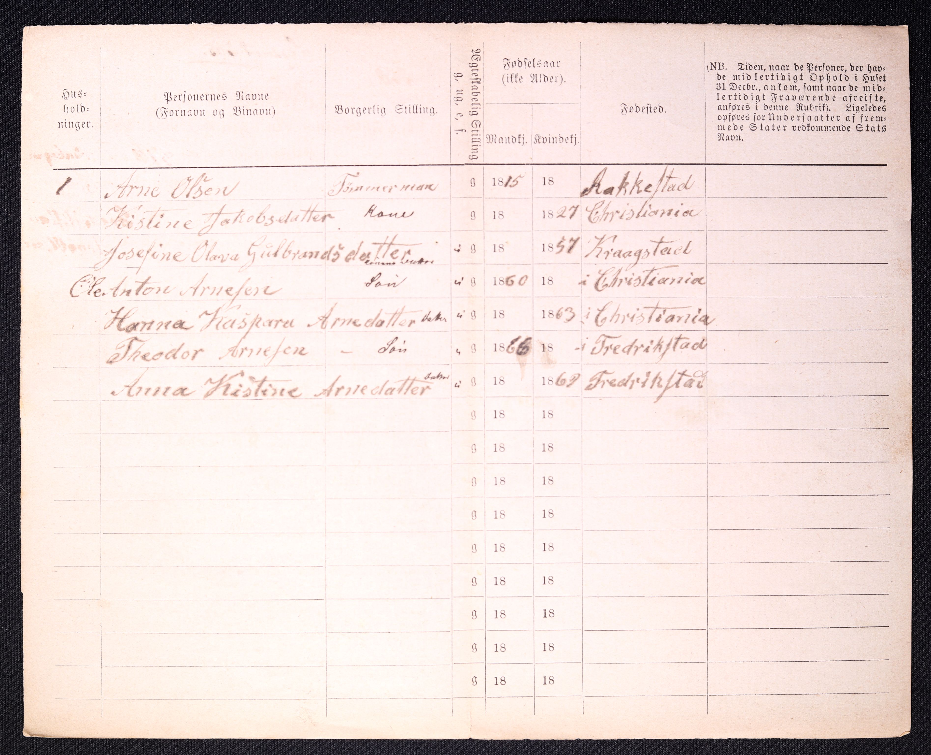 RA, 1870 census for 0103 Fredrikstad, 1870, p. 1210