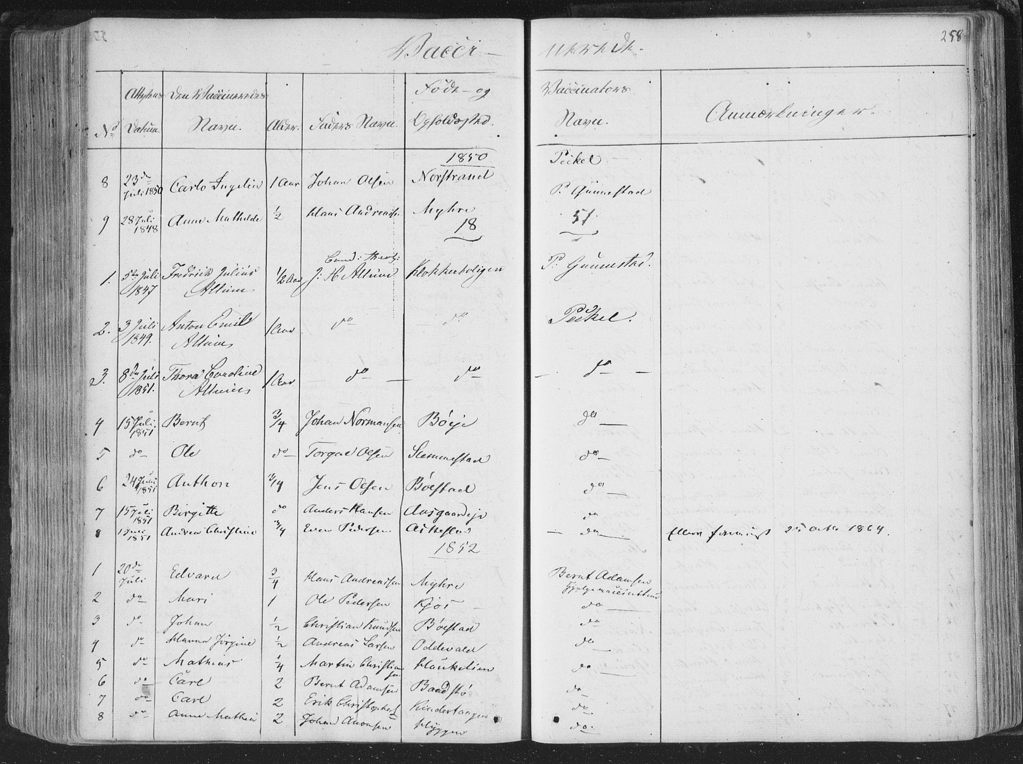 Røyken kirkebøker, AV/SAKO-A-241/F/Fa/L0005: Parish register (official) no. 5, 1833-1856, p. 258