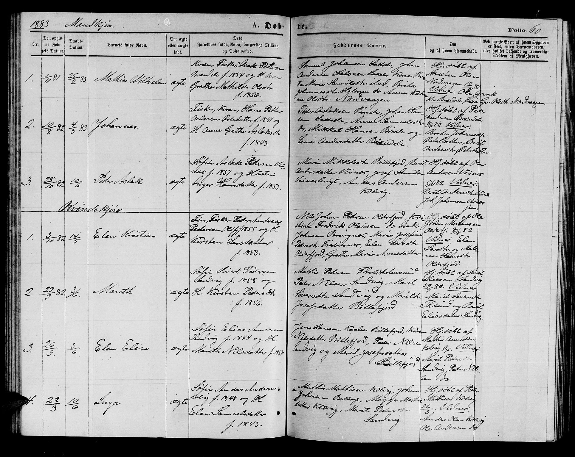 Kistrand/Porsanger sokneprestembete, SATØ/S-1351/H/Hb/L0003.klokk: Parish register (copy) no. 3, 1874-1885, p. 60