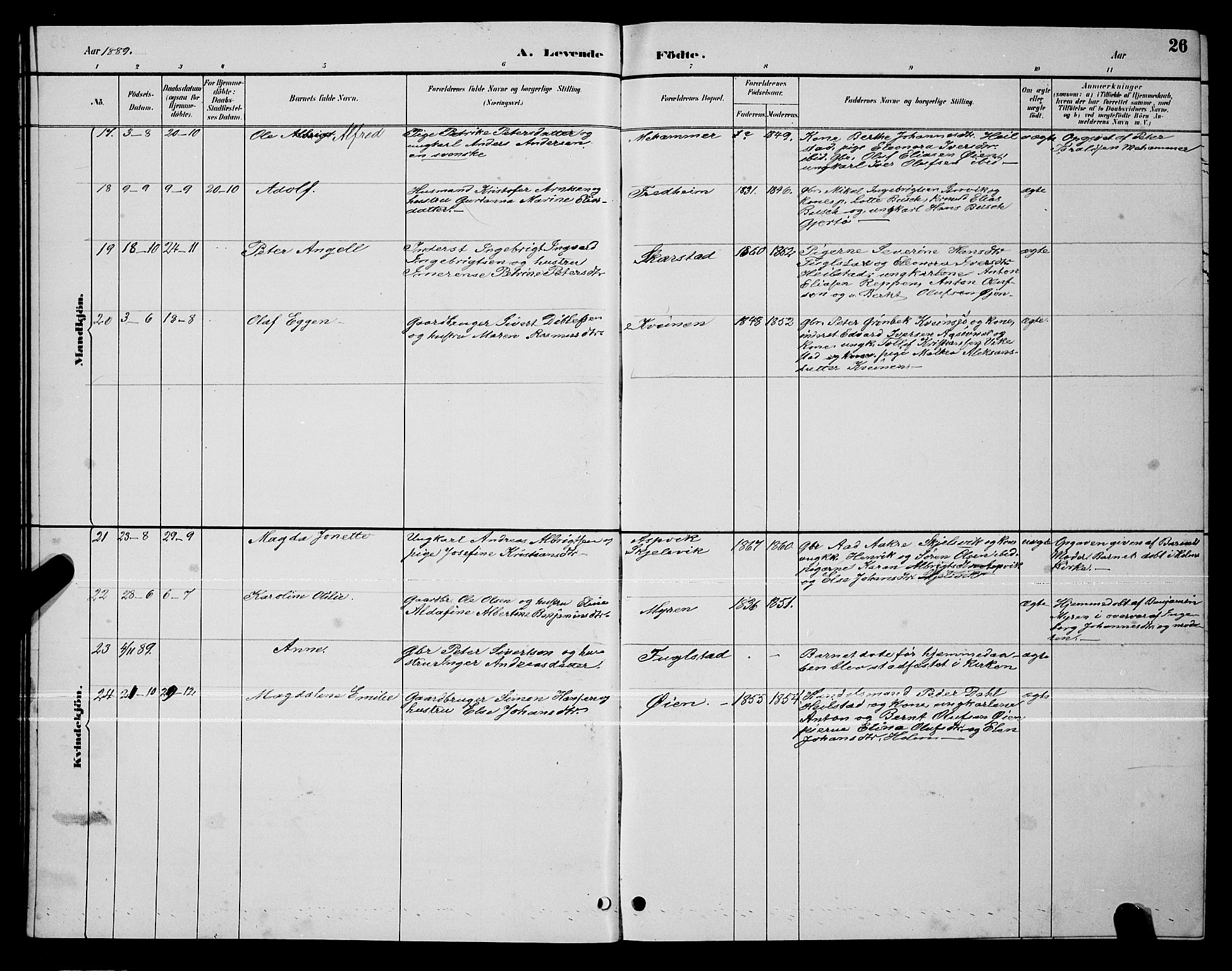 Ministerialprotokoller, klokkerbøker og fødselsregistre - Nordland, AV/SAT-A-1459/810/L0160: Parish register (copy) no. 810C03, 1884-1896, p. 26