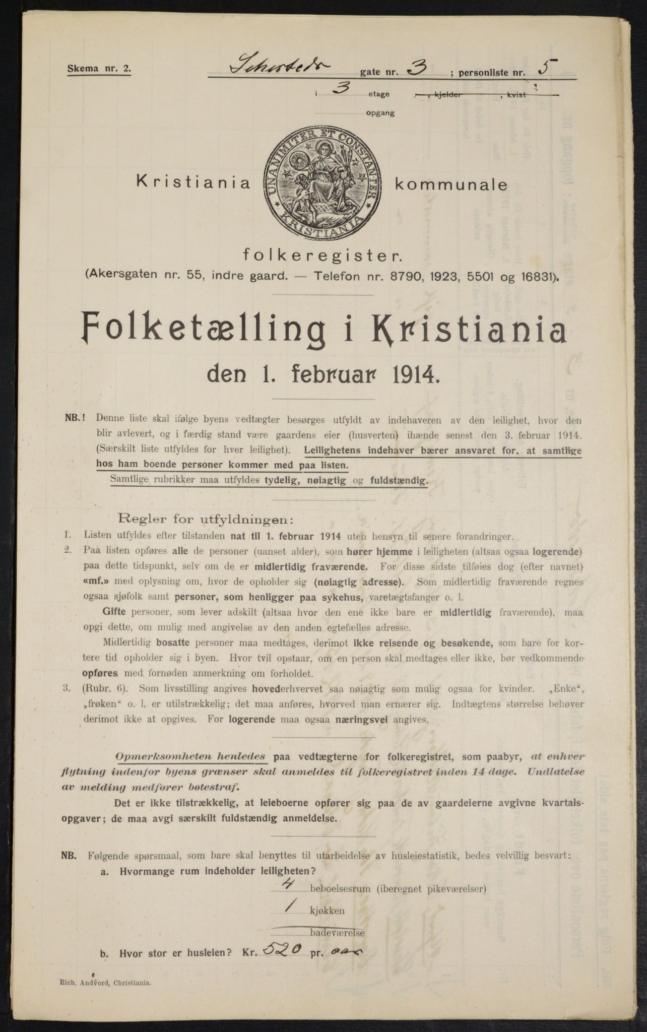 OBA, Municipal Census 1914 for Kristiania, 1914, p. 93598