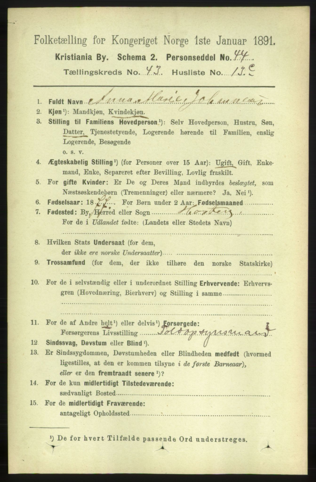 RA, 1891 census for 0301 Kristiania, 1891, p. 26205