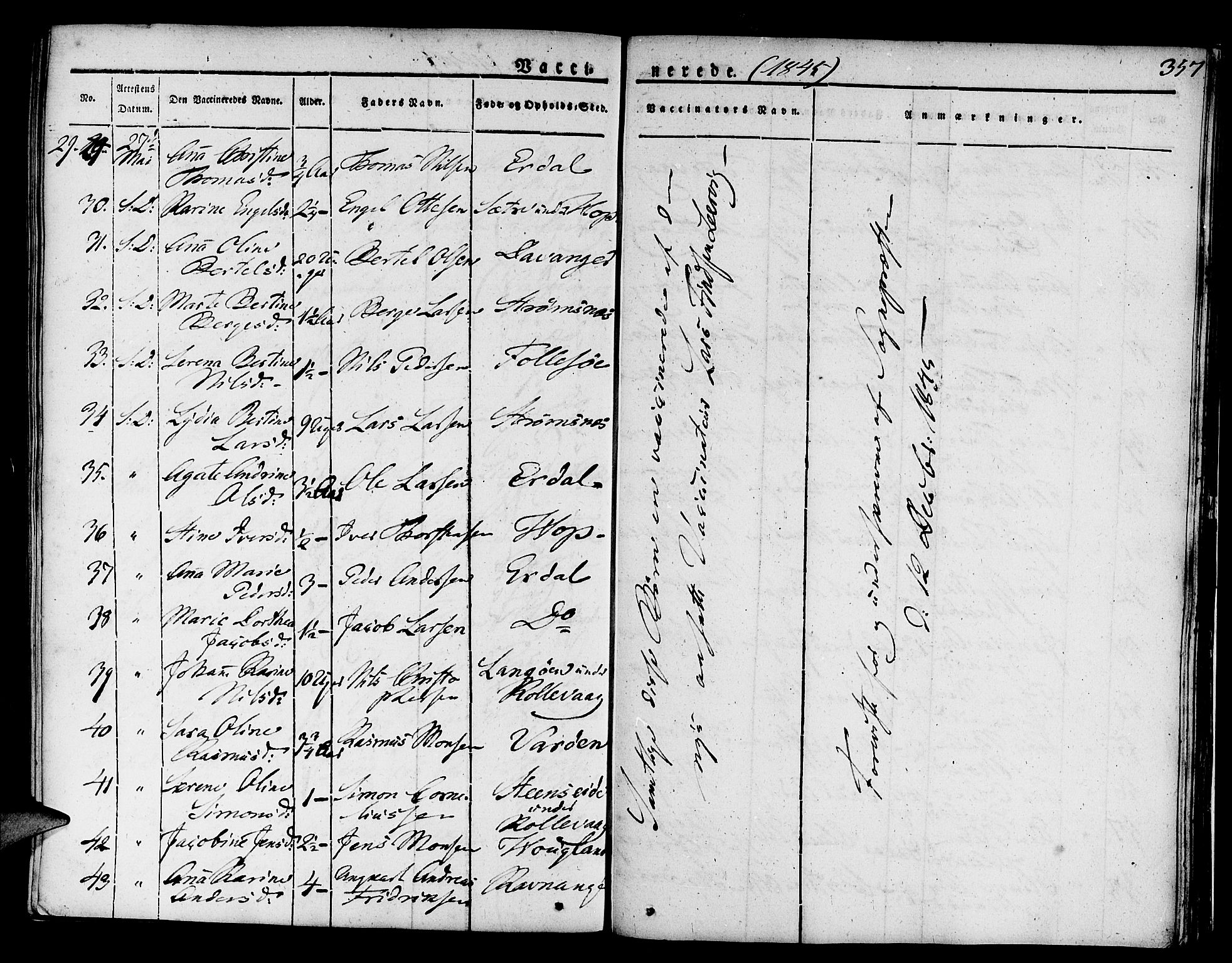 Askøy Sokneprestembete, AV/SAB-A-74101/H/Ha/Haa/Haaa/L0004: Parish register (official) no. A 4, 1825-1845, p. 357