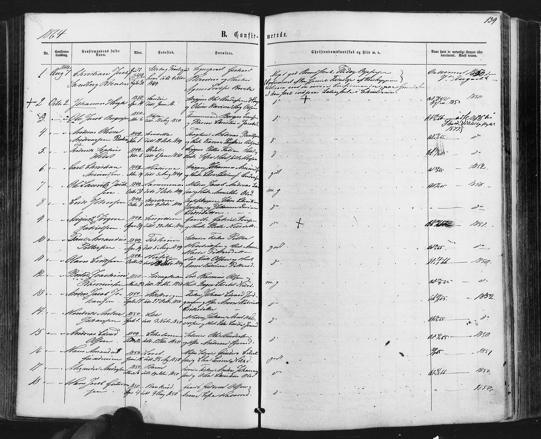 Hvaler prestekontor Kirkebøker, SAO/A-2001/F/Fa/L0007: Parish register (official) no. I 7, 1864-1878, p. 139